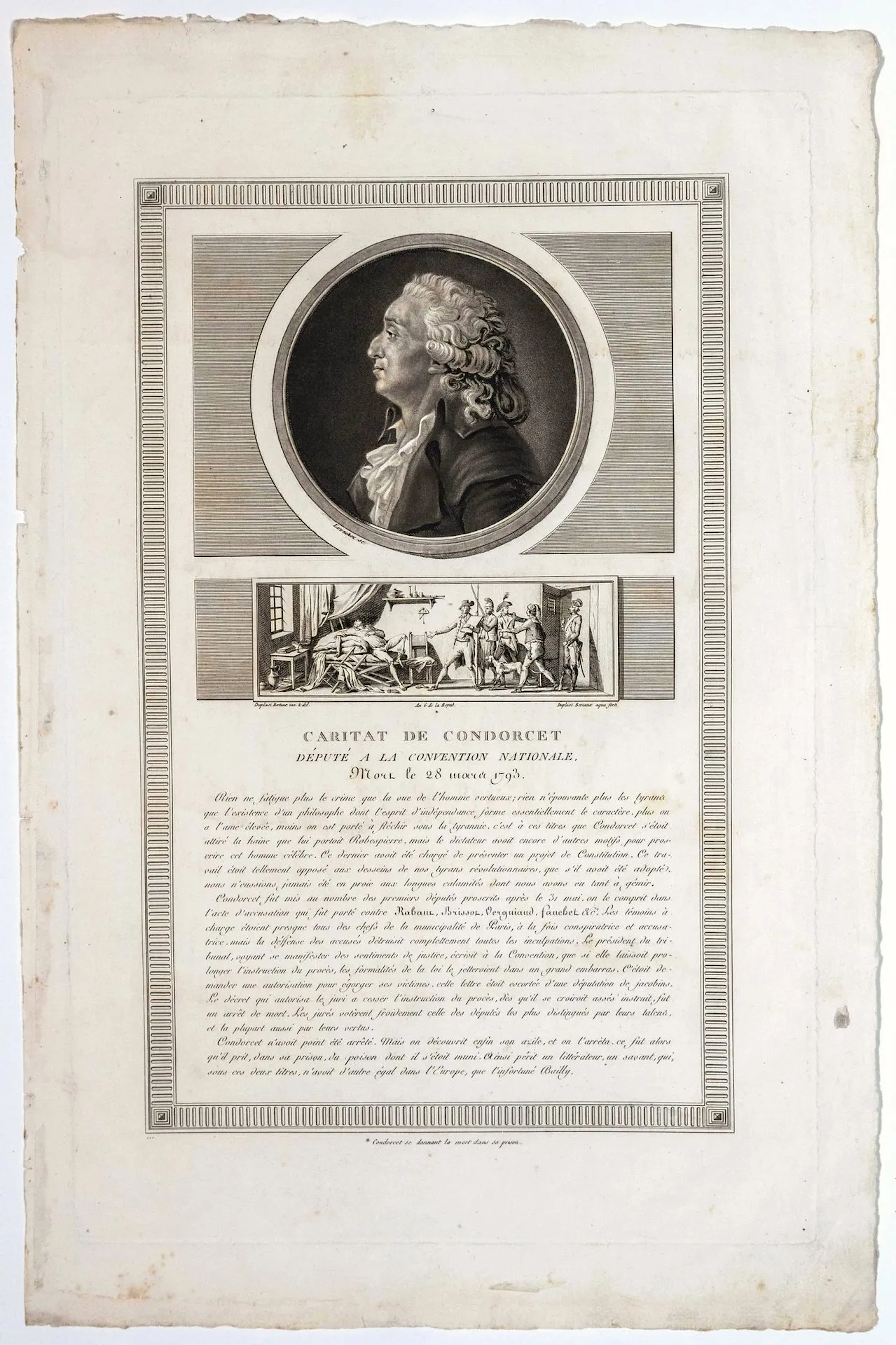 CARITAT DE CONDORCET, Member of the National Convention, die - Lot 261