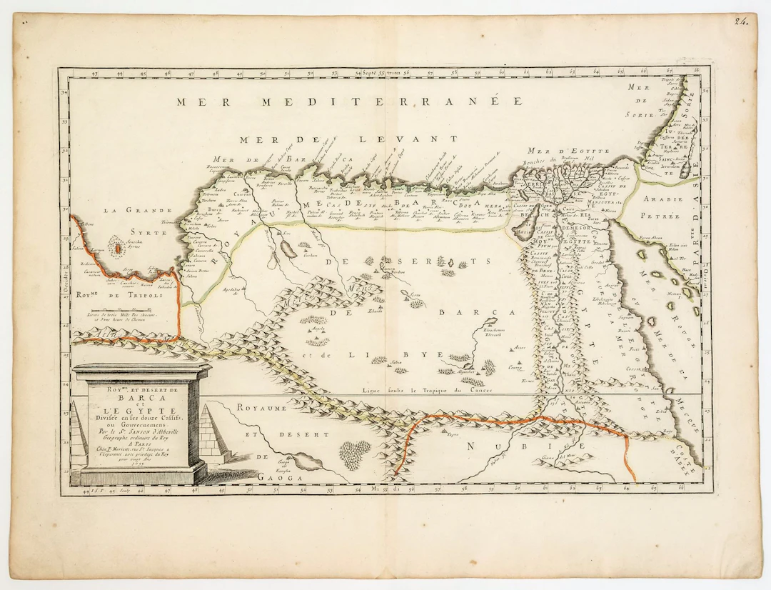 EGYPT, LYBIA. Map of 1655: "Kingdom of the desert of BARCA a - Lot 19