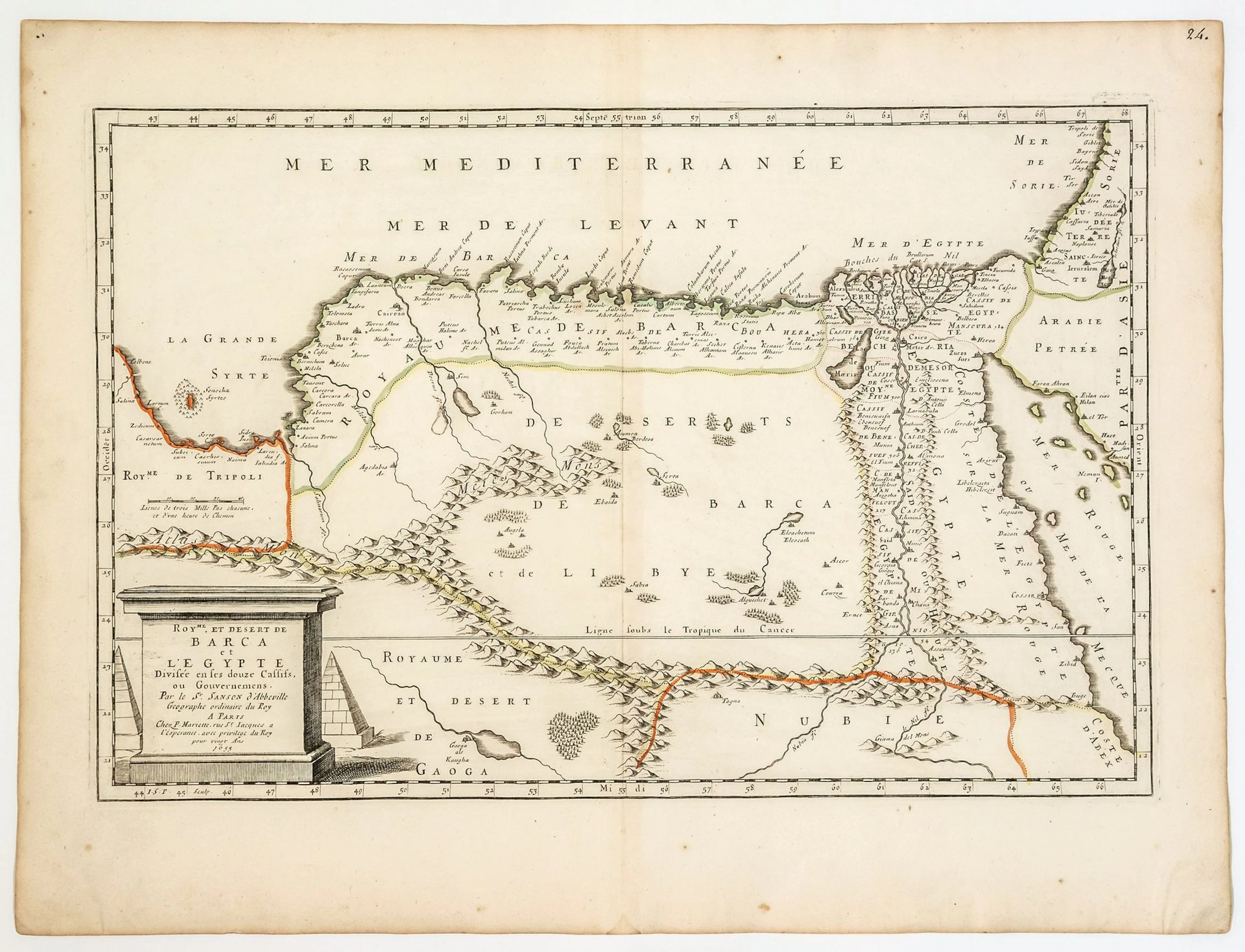 EGYPT, LYBIA. Map of 1655: "Kingdom of the desert of BARCA a - Lot 19