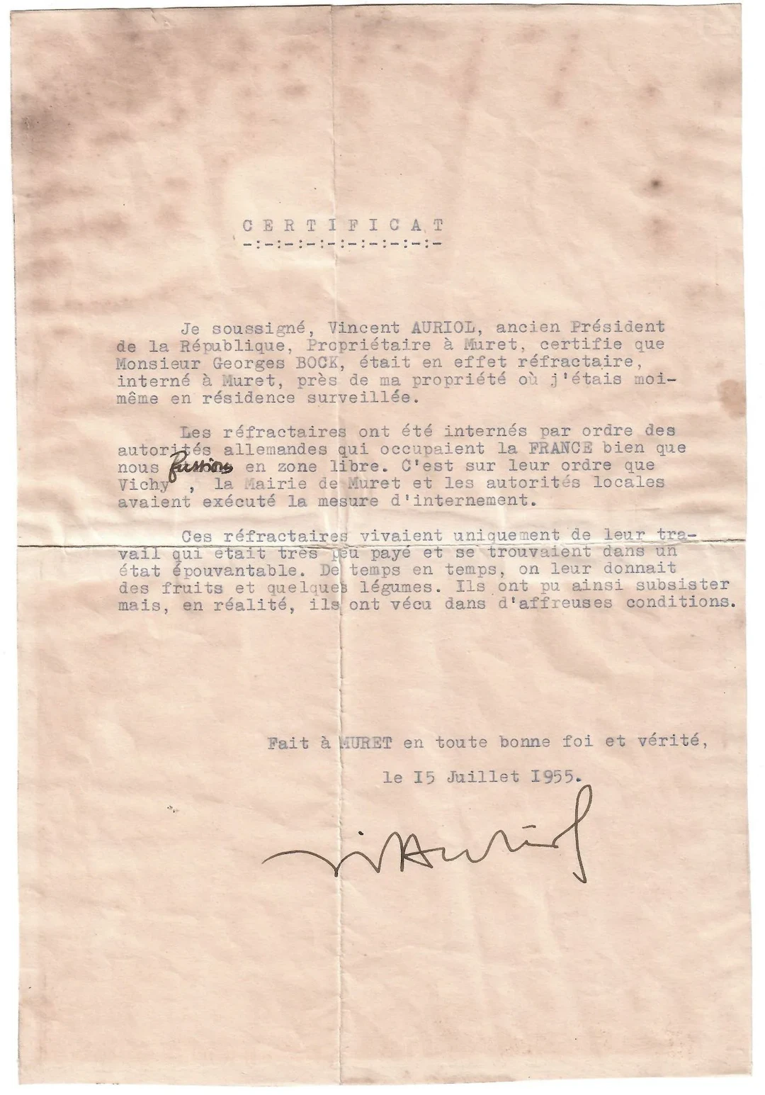 Vincent AURIOL, former President of the Republic, property o - Lot 650