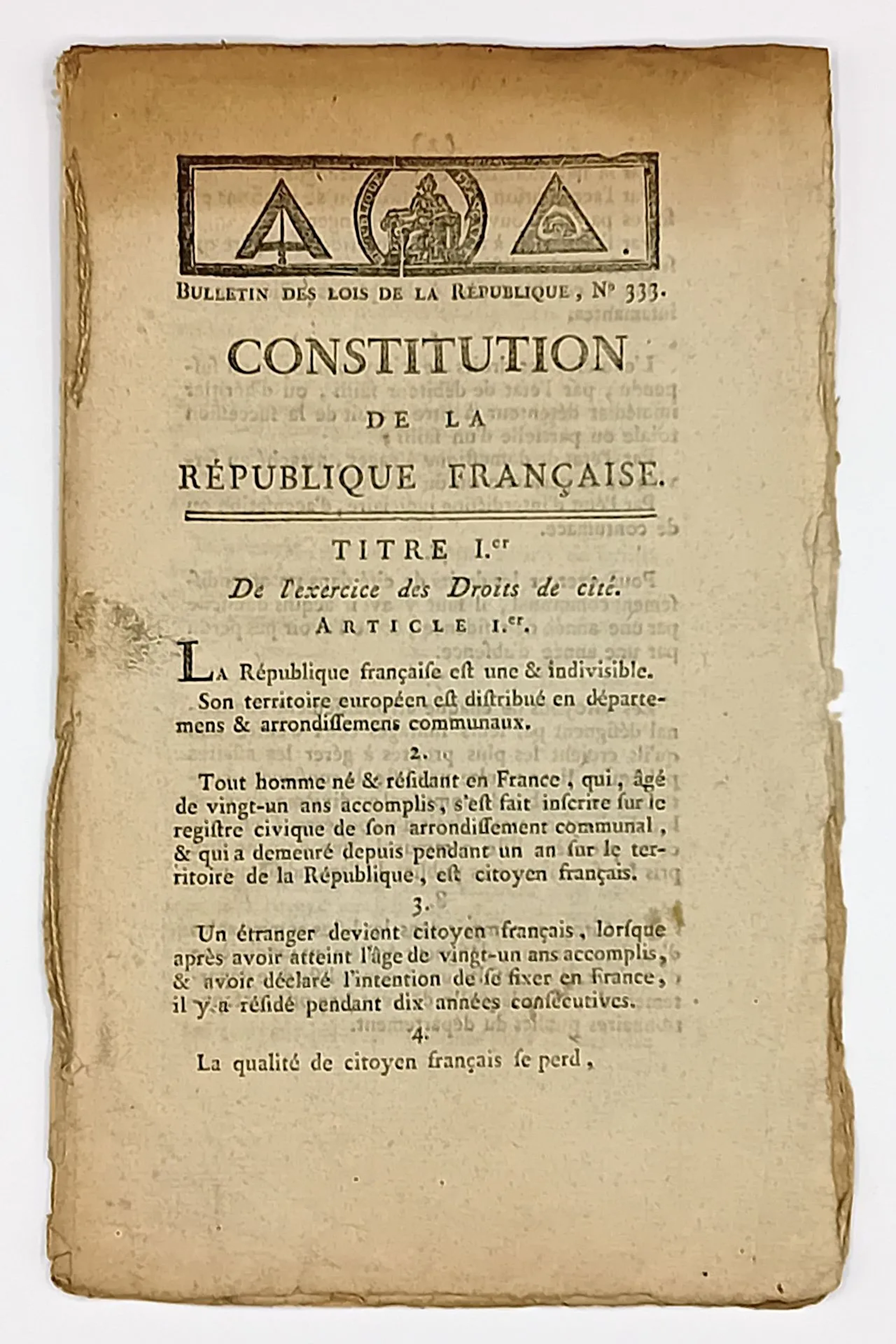 ARIÈGE. FRENCH CONSTITUTION of BONAPARTE 1st Consul. Printed - Lot 293