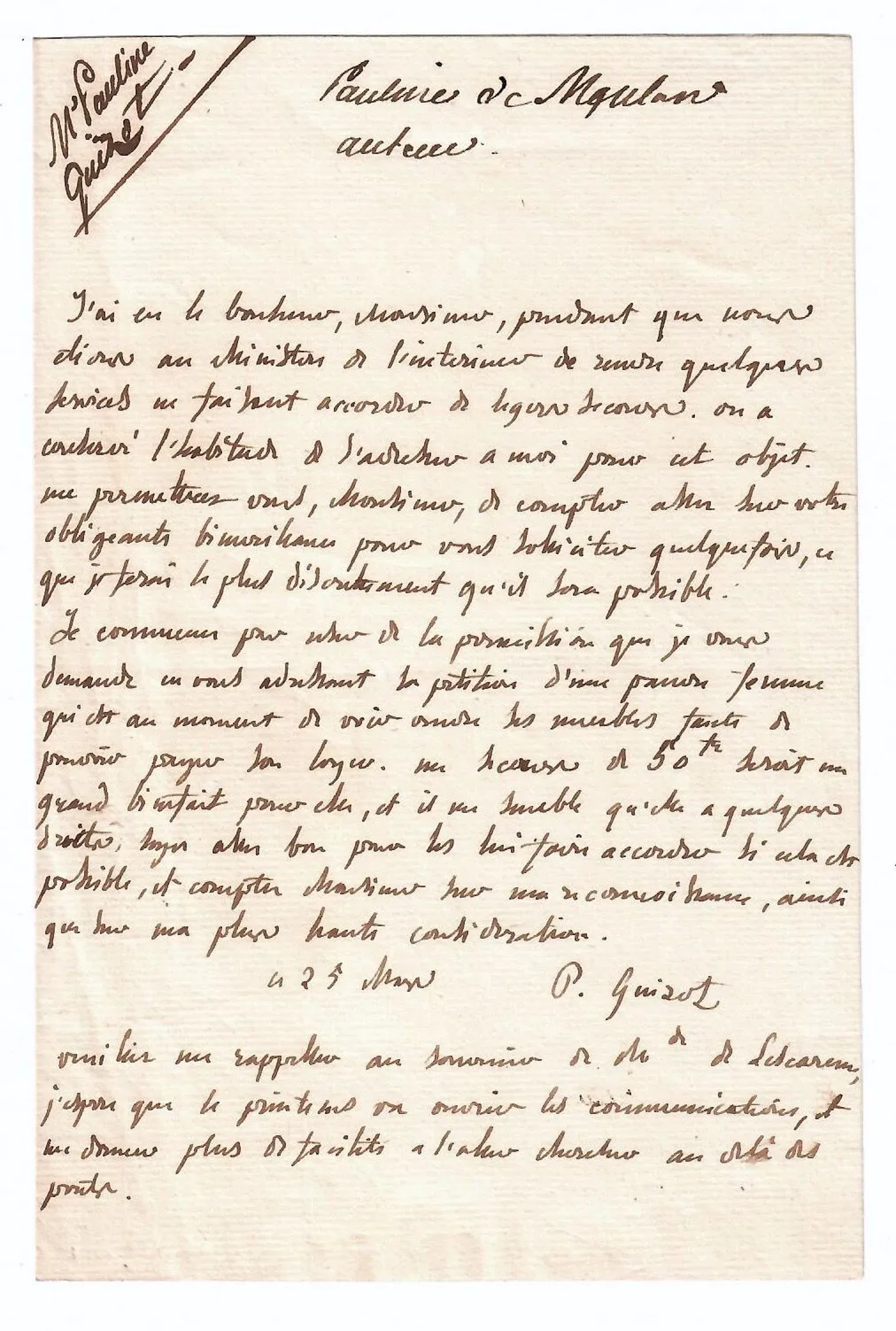 Pauline GUIZOT, woman of letters. Elisabeth-Charlotte-Paulin - Lot 503