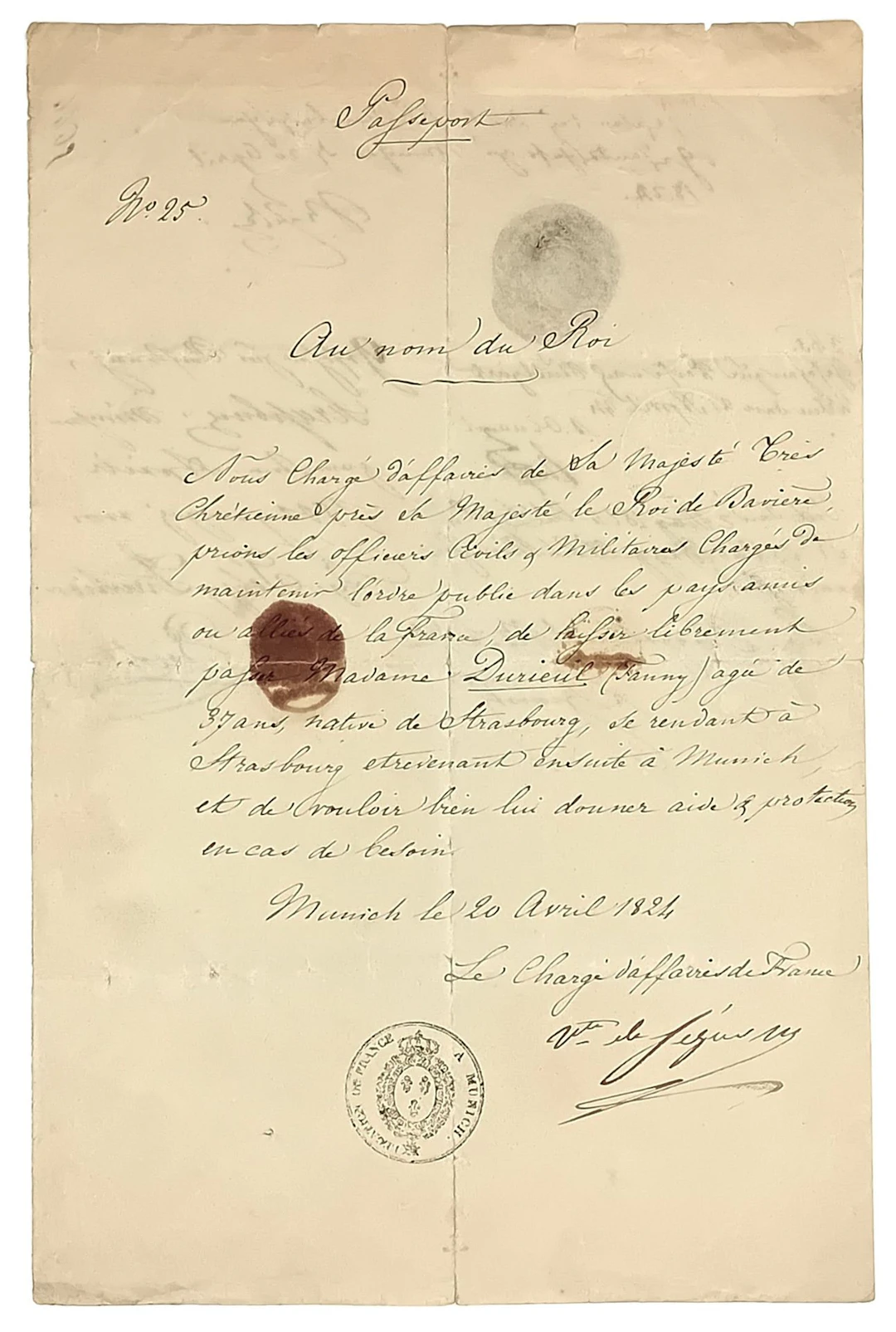 Viscount Amédée de SÉGUR-MONTAIGNE (1790–1852), secretary of - Lot 460