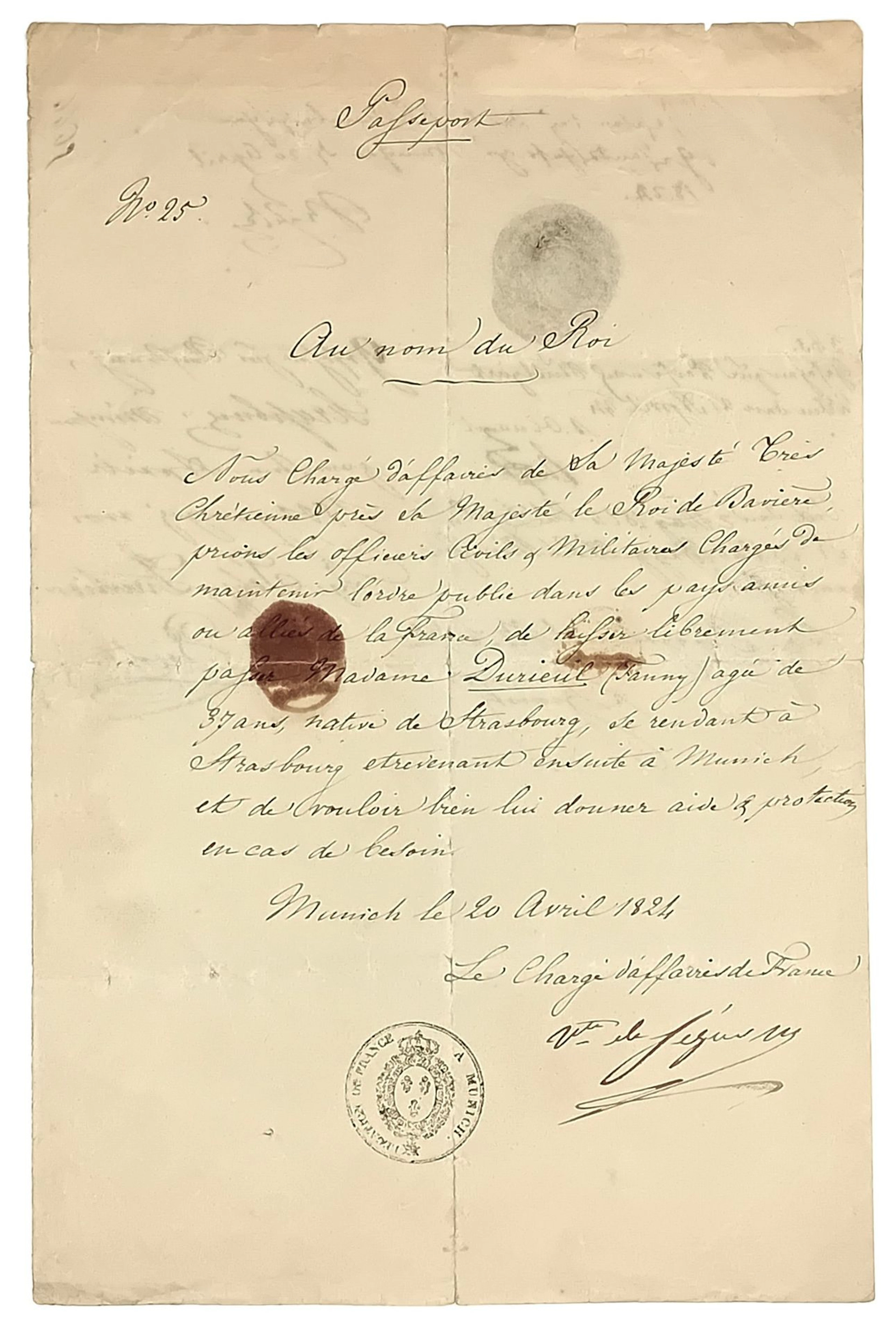 Viscount Amédée de SÉGUR-MONTAIGNE (1790–1852), secretary of - Lot 460