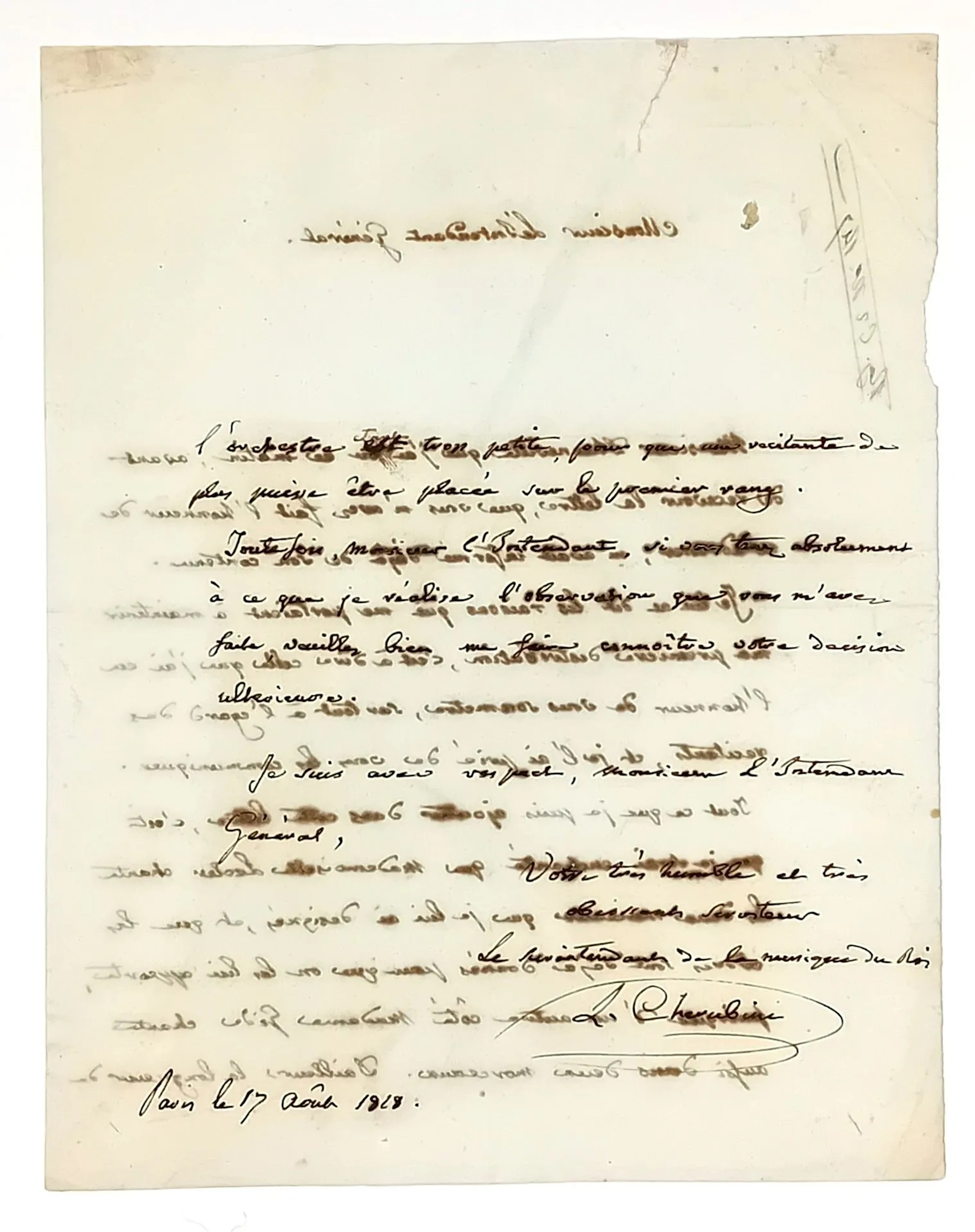 Luigi CHERUBINI, Italian composer, Superintendant de la Musi - Lot 487