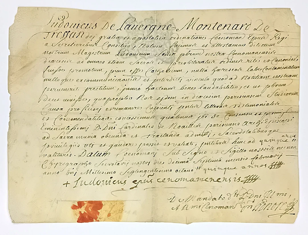 SARTHE. Louis de LAVERGNE-MONTENARD DE TRESSAN (Tressan (34) - Lot 47