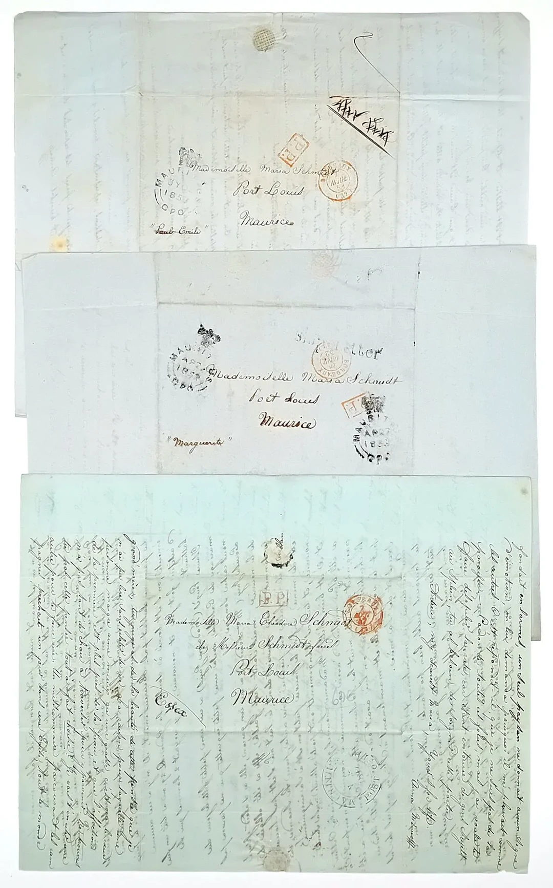 MAURITIUS. BORDEAUX. Three family letters written in Bordeau - Lot 552