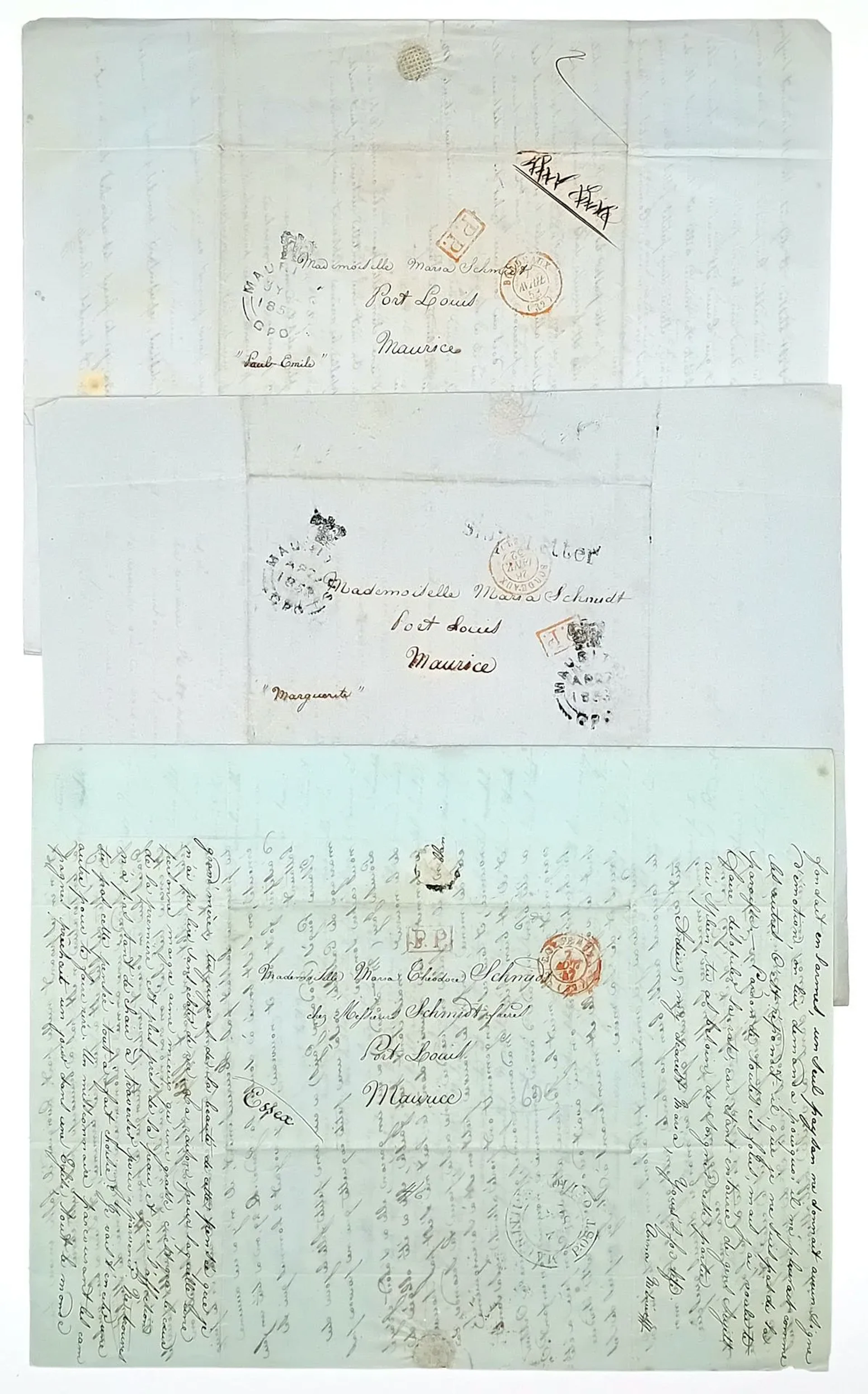 MAURITIUS. BORDEAUX. Three family letters written in Bordeau - Lot 552