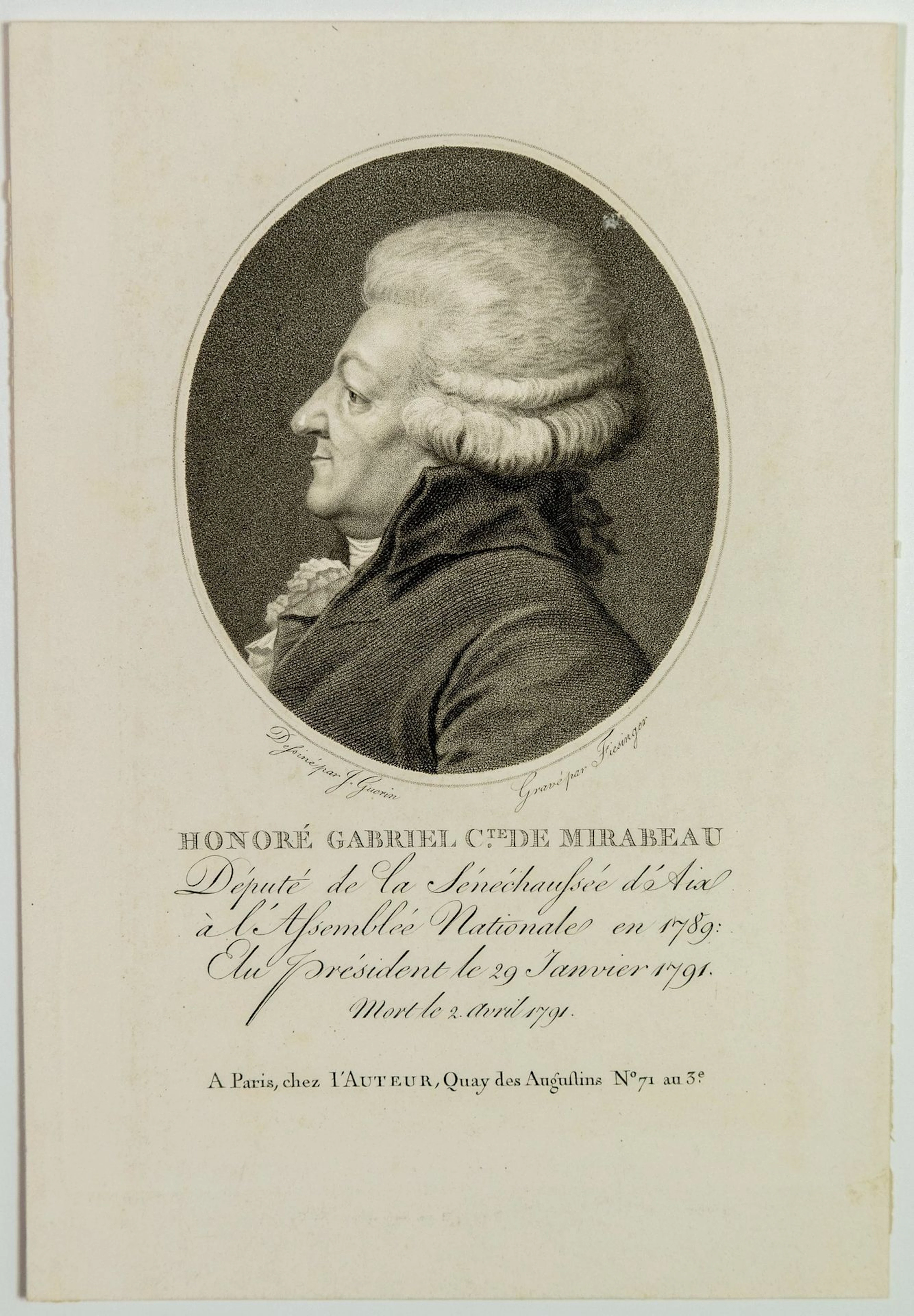 Honoré Gabriel RIQUETTI, Comte de MIRABEAU, Député de la Sén - Lot 169