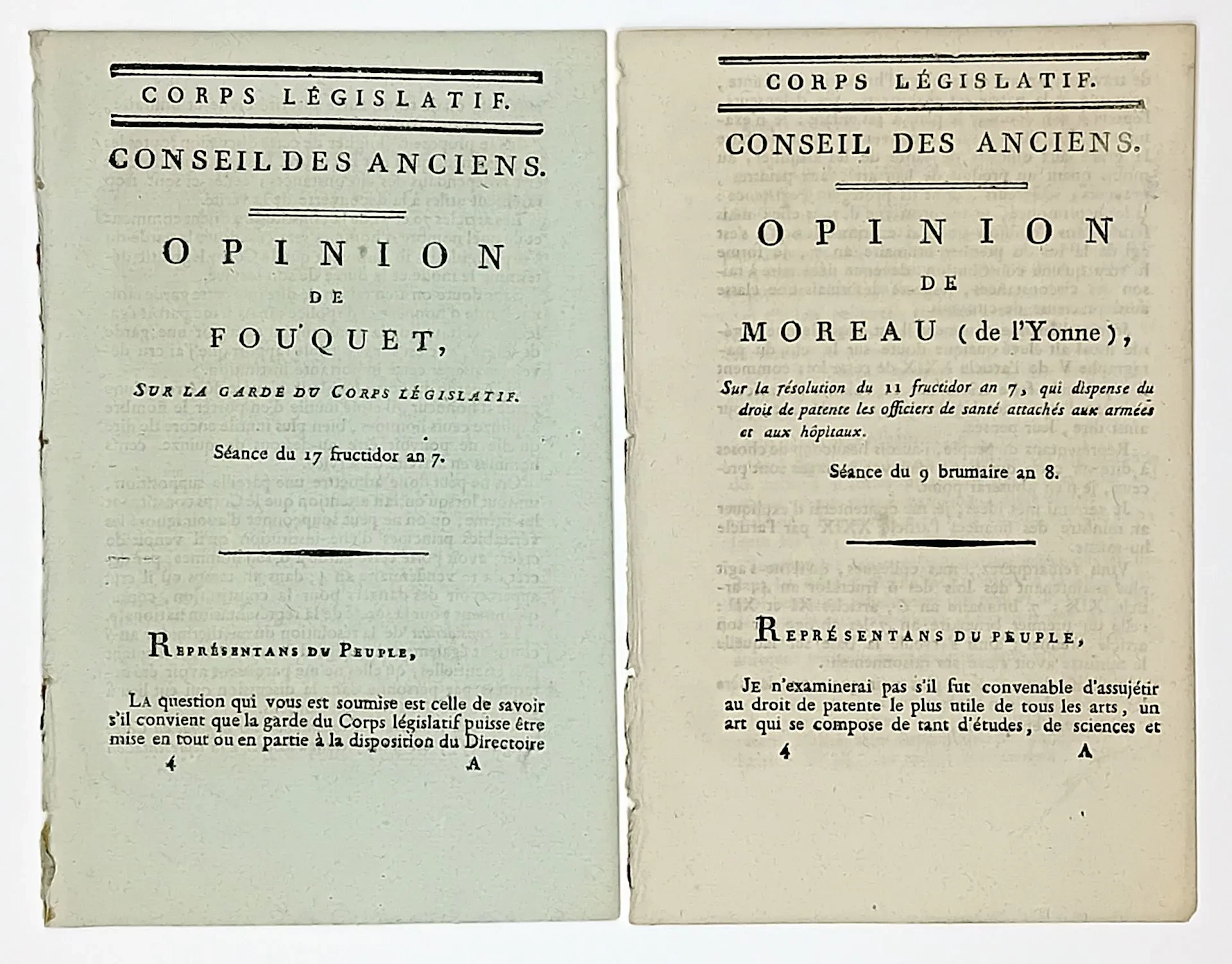 COUNCIL OF ELDERS. 2 Imprimés in-8° du Corps Législatif : " - Lot 290
