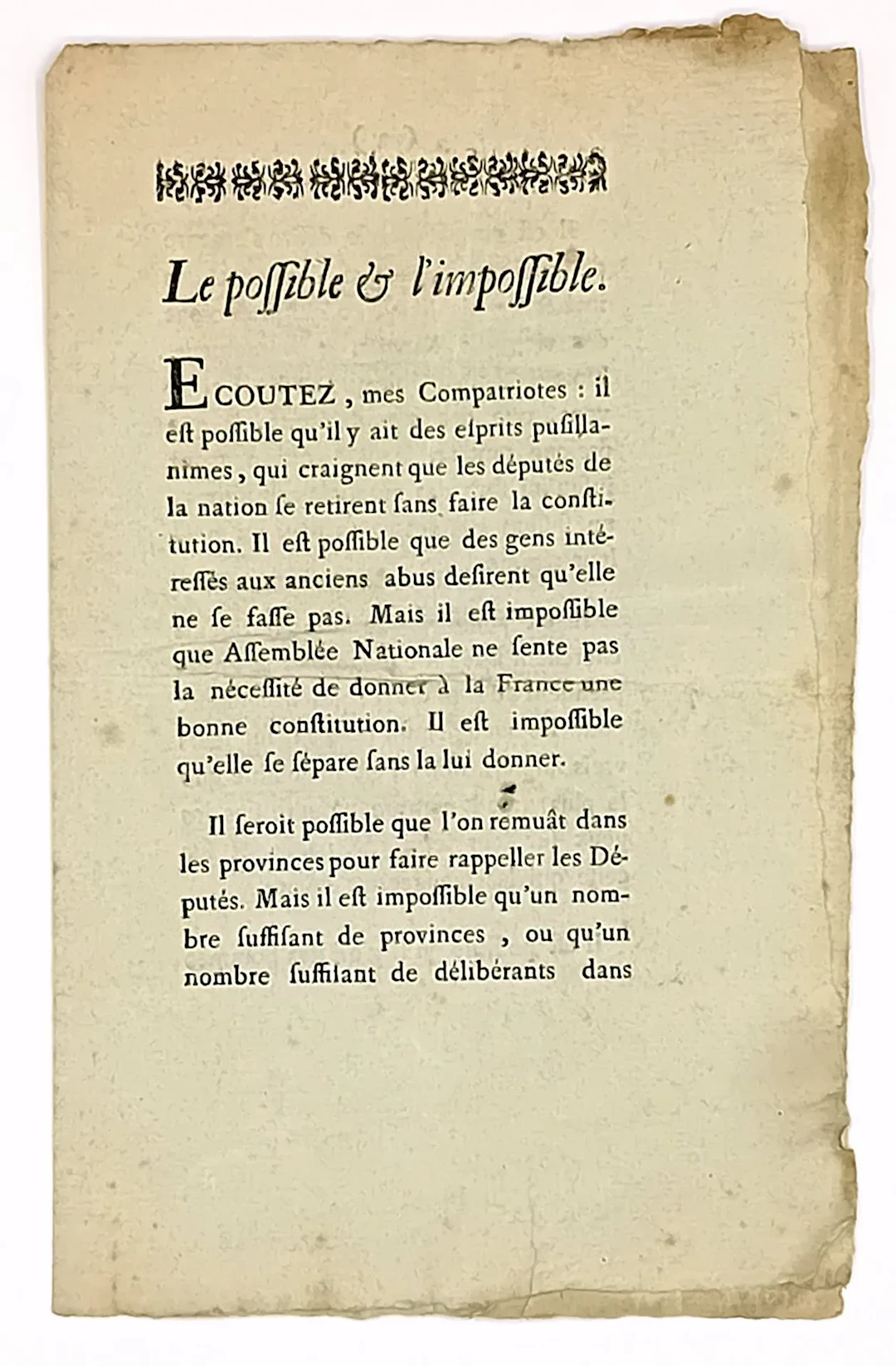 "THE POSSIBLE AND THE IMPOSSIBLE. Listen, my compatriots: it - Lot 134
