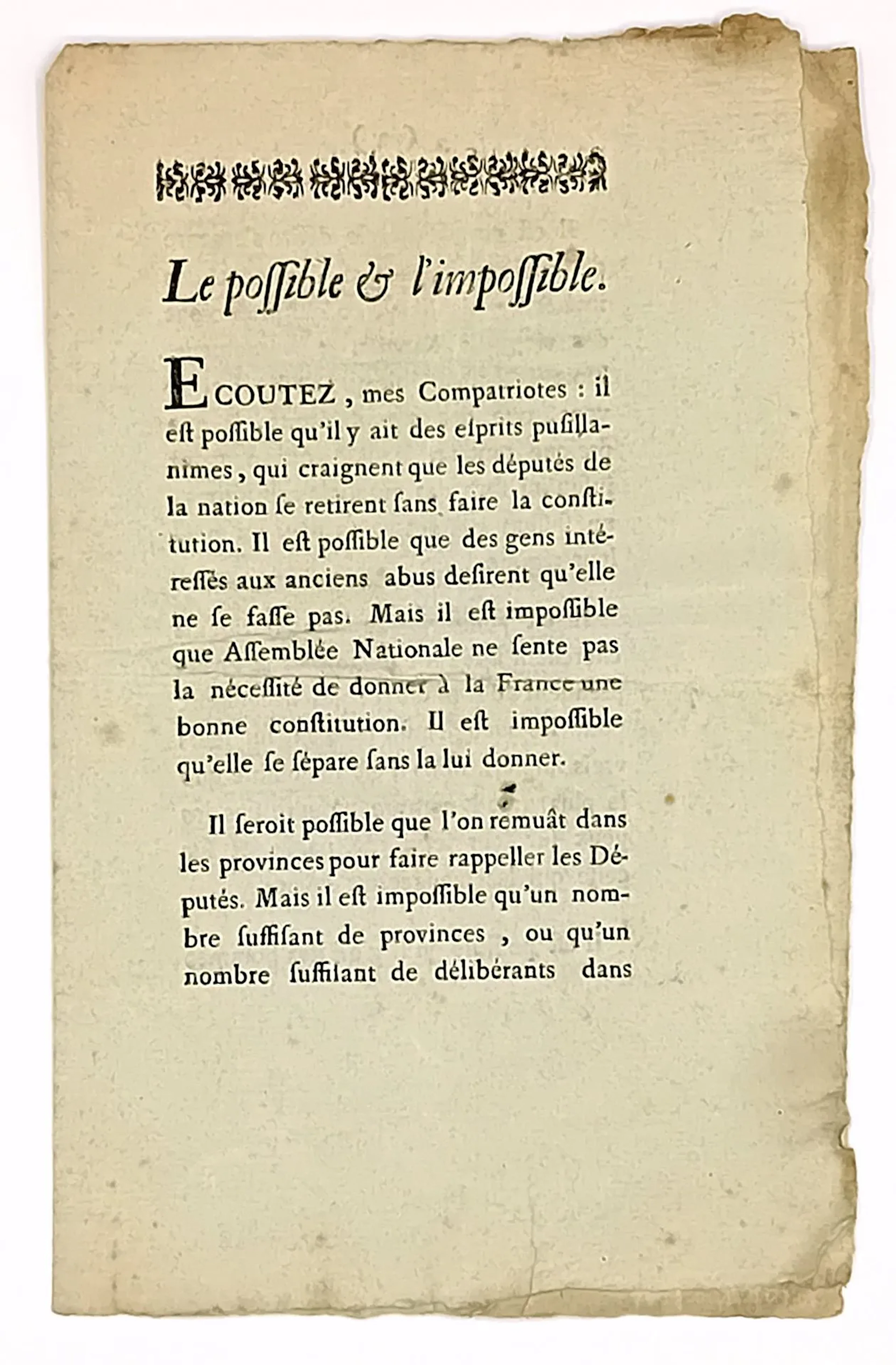 "THE POSSIBLE AND THE IMPOSSIBLE. Listen, my compatriots: it - Lot 134