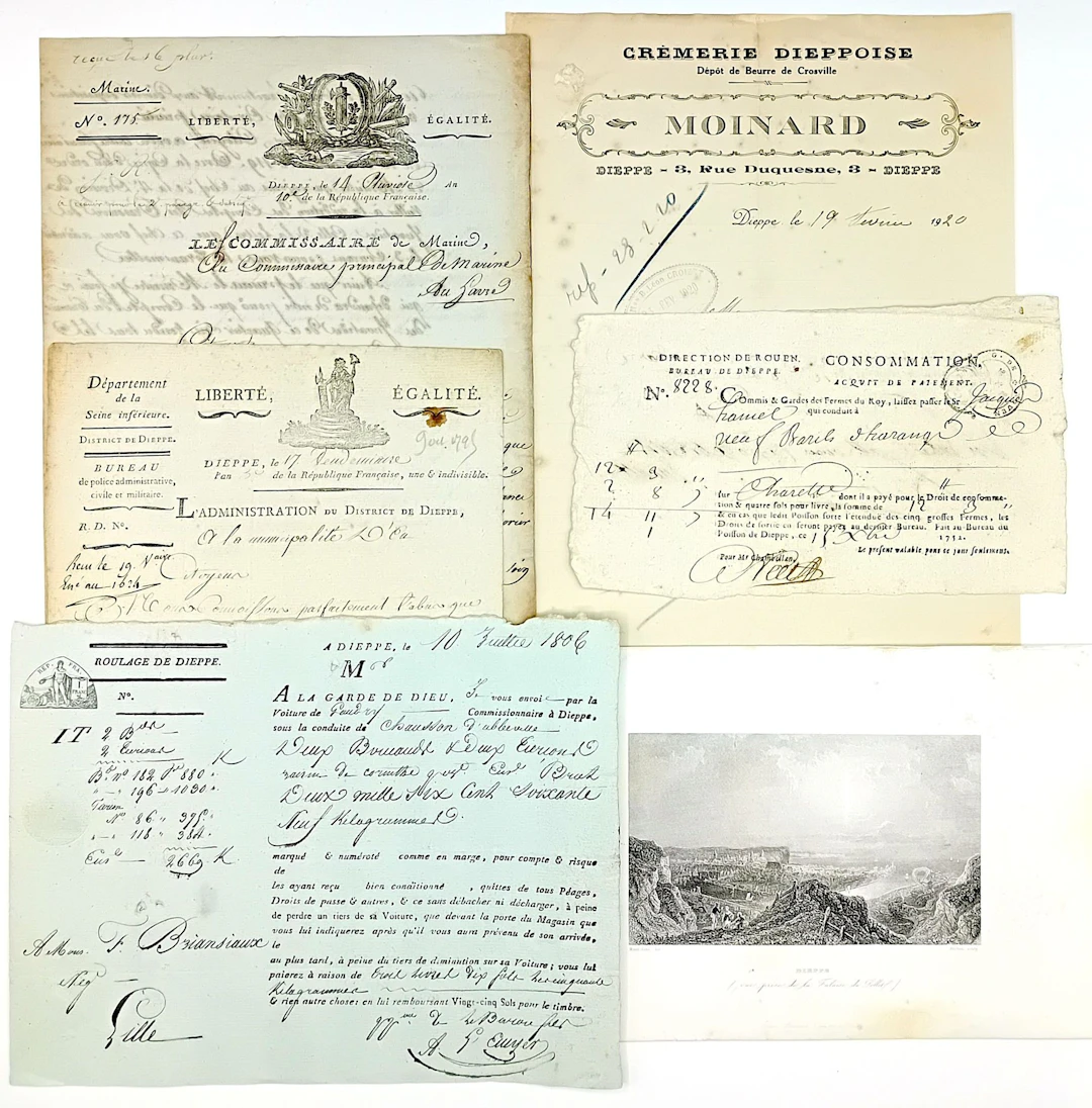 DIEPPE, SEINE-MARITIME. 6 items, namely: DIEPPE Fish Office, - Lot 80