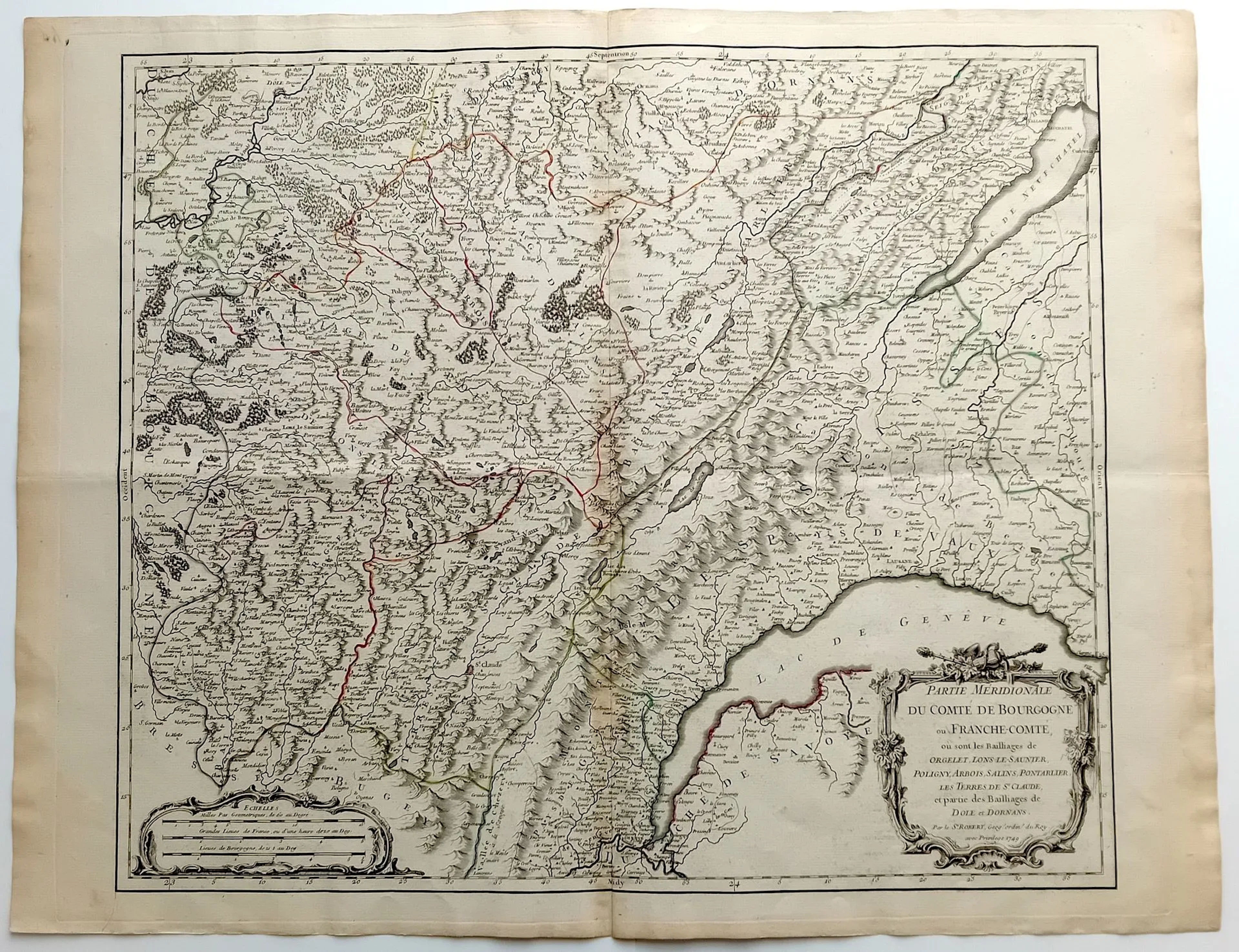 JURA. FRANCHE-COMTÉ. Map: "Partie méridionale du Comté de BO - Lot 270