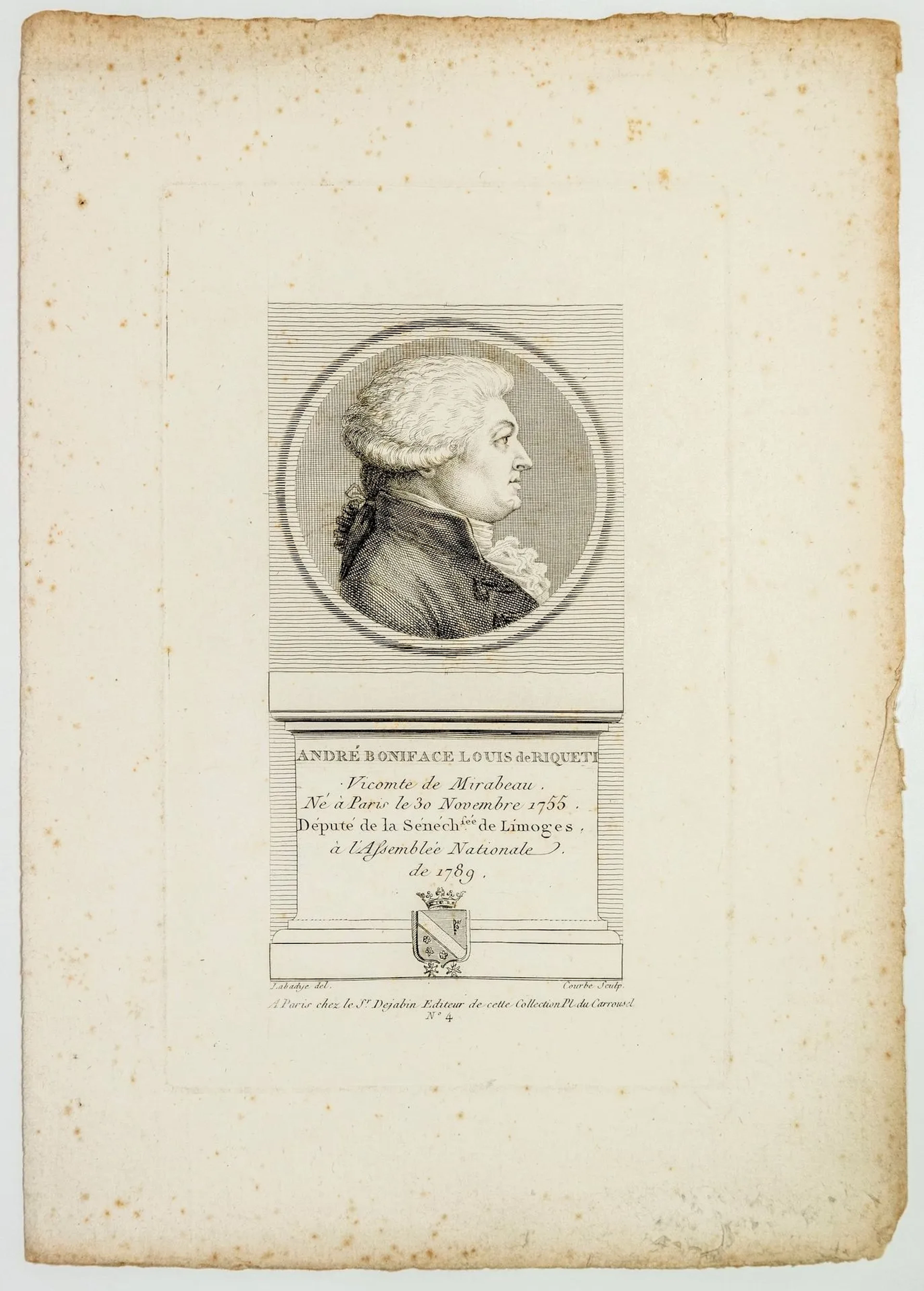 André Boniface Louis de Riquetti, Vicomte de MIRABEAU, dit M - Lot 167