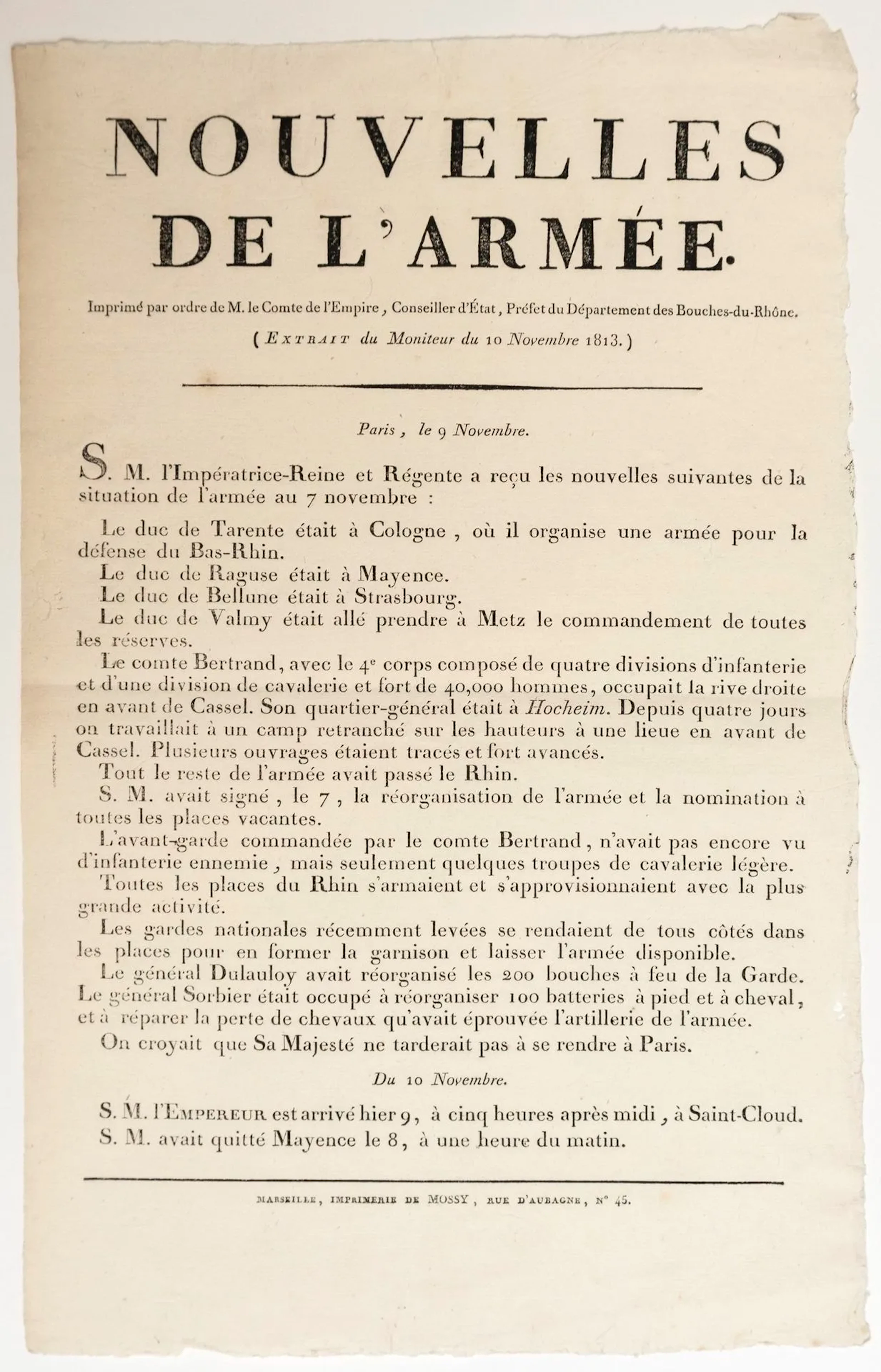 GRAND ARMY. EMPEROR NAPOLEON IS IN SAINT CLOUD (92): End of - Lot 572