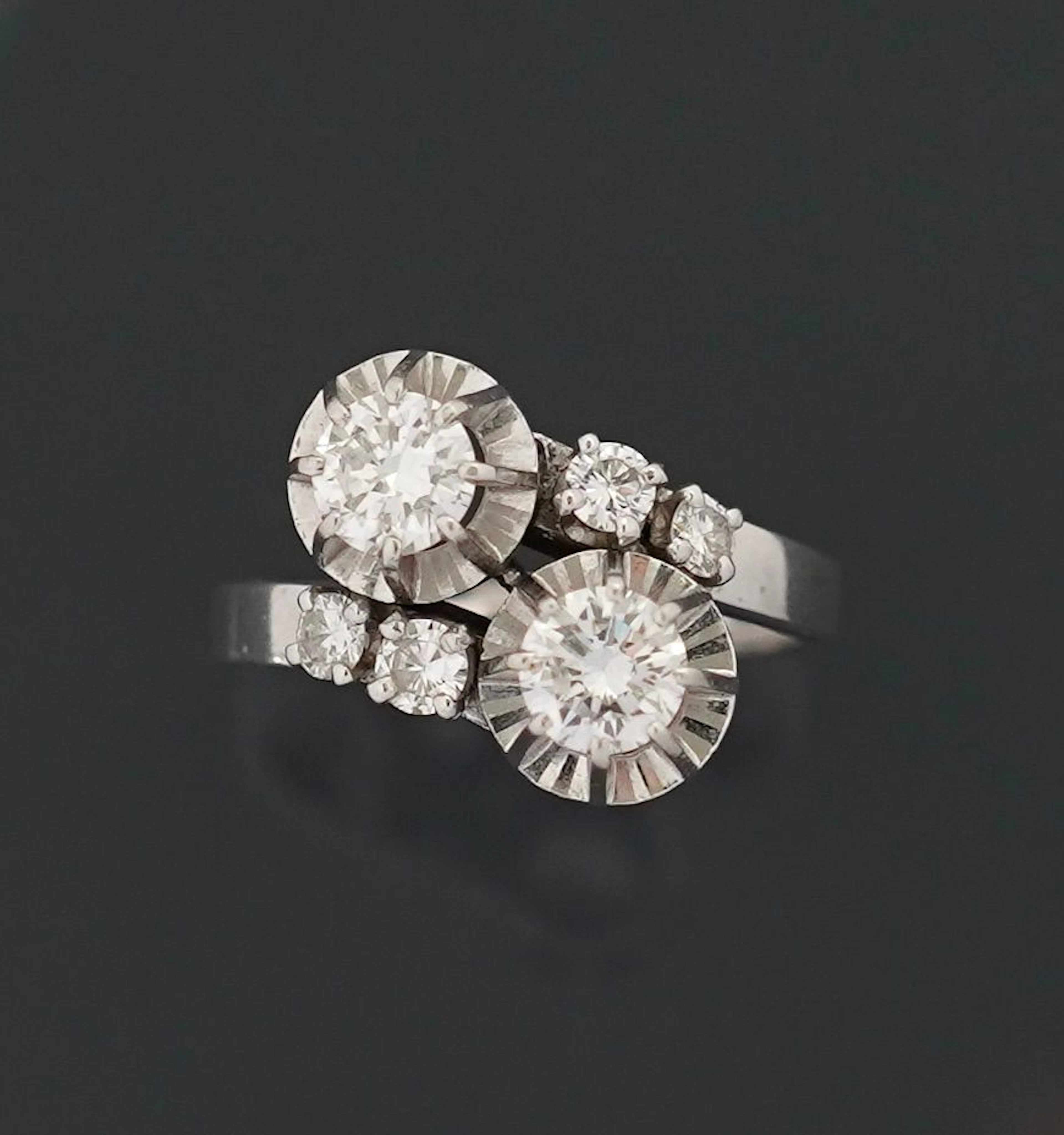 Toi et Moi ring in 18K 750 thousandths white gold and 850 th - Lot 220