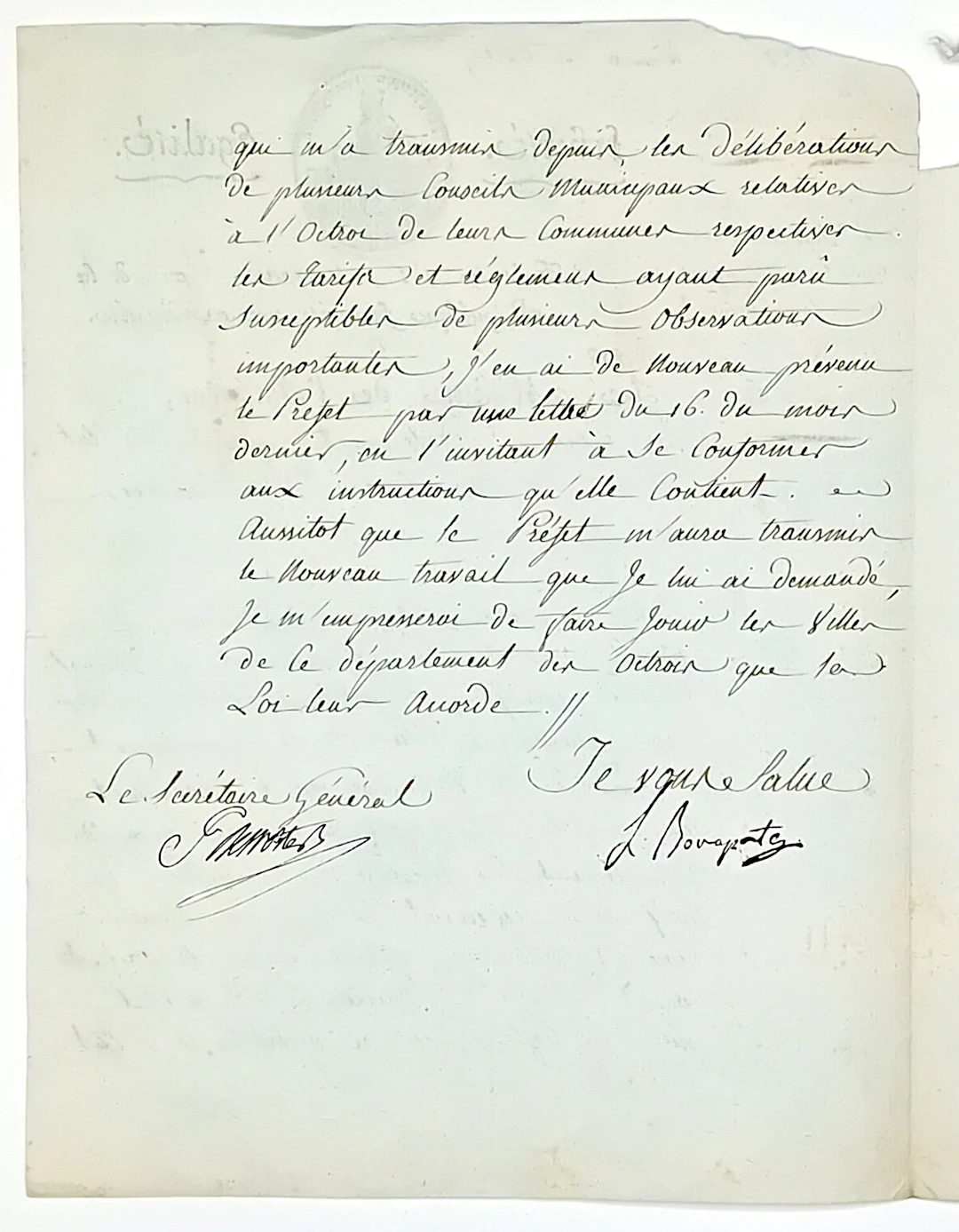 Lucien BONAPARTE. Letter from Lucien BONAPARTE, Minister of - Lot 295