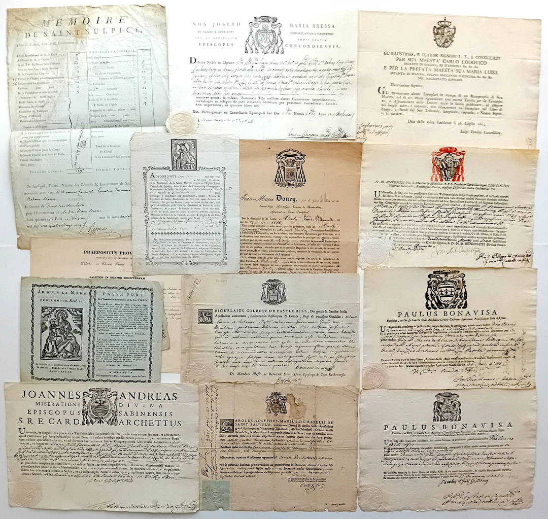RELIGION. 23 religious documents from the 17th (1669), 18th, - Lot 25