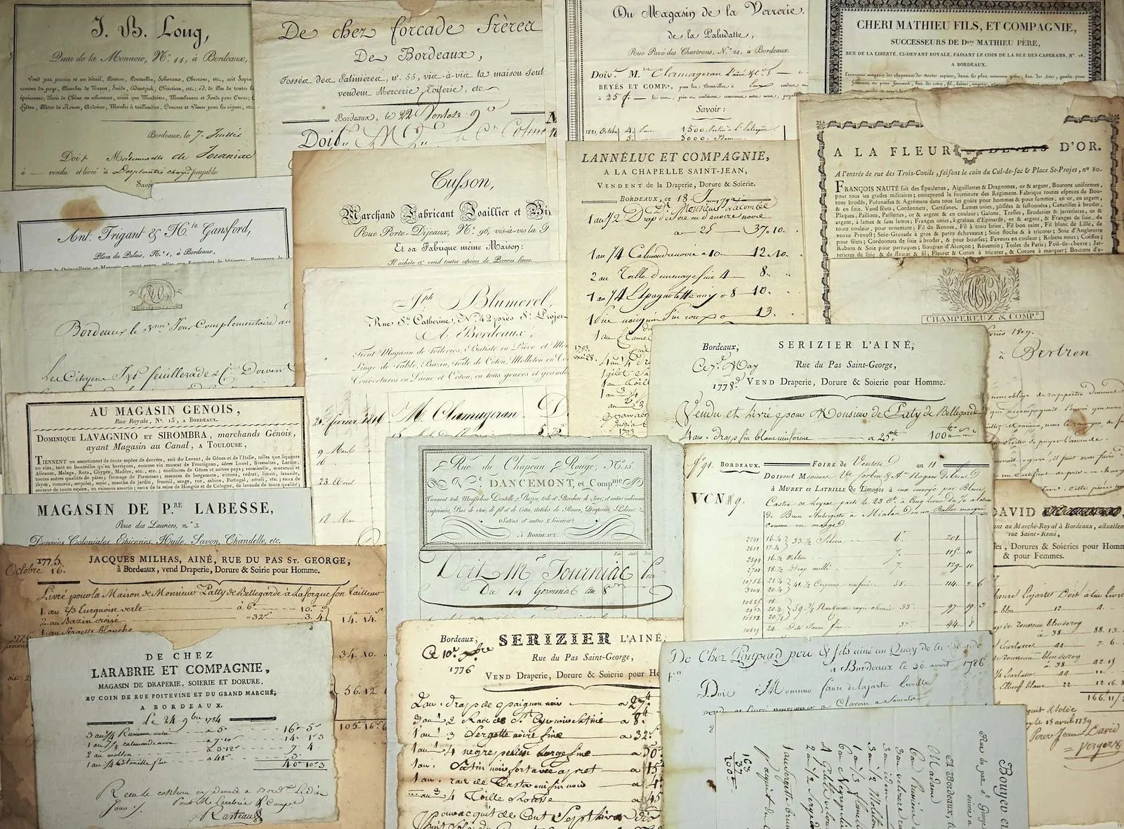 BORDEAUX (33). 24 BILLS FROM BORDEAUX from 1776 to 1826 - Al - Lot 653