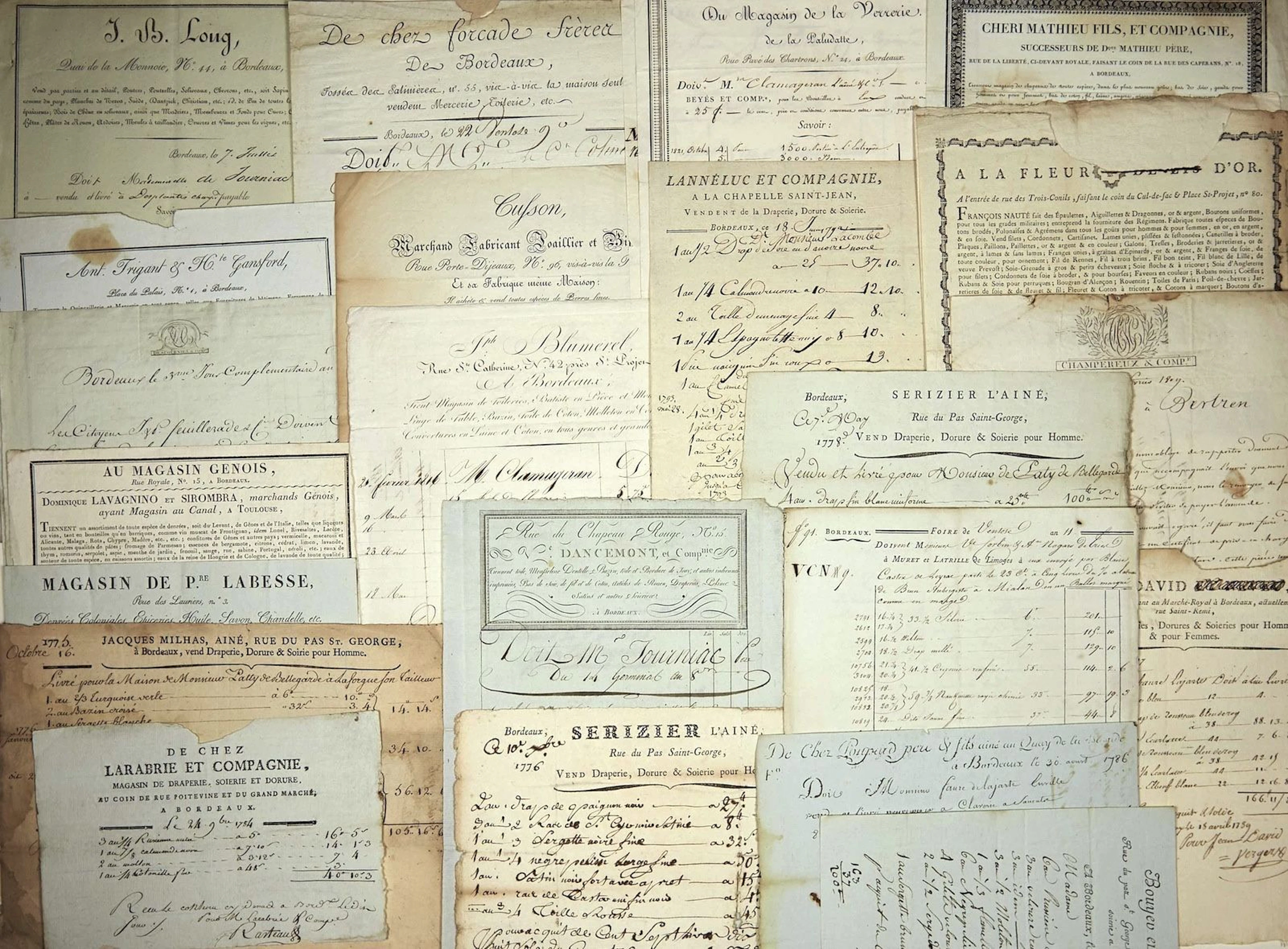 BORDEAUX (33). 24 BILLS FROM BORDEAUX from 1776 to 1826 - Al - Lot 653