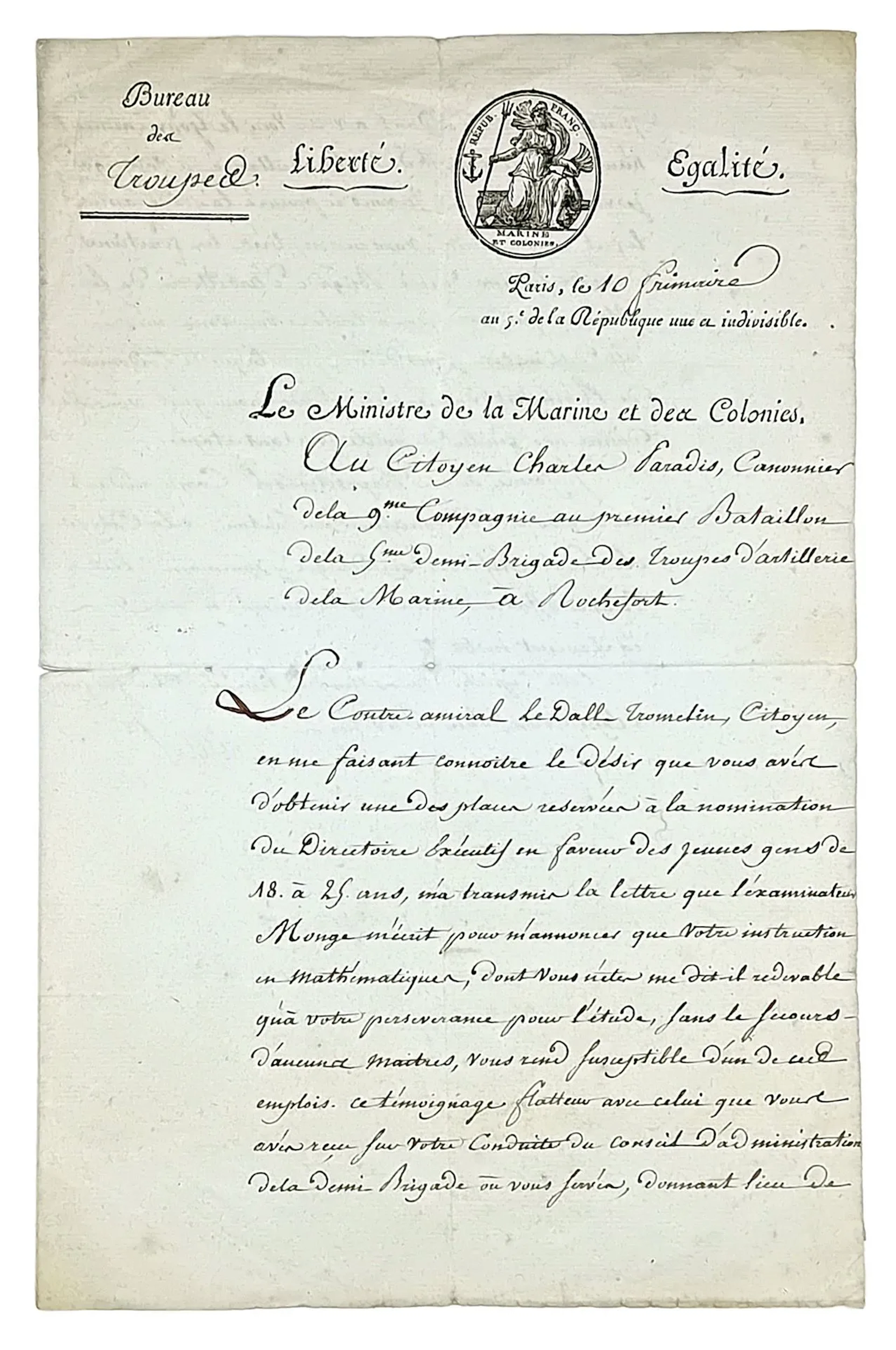 Admiral TRUGUET (Laurent-Jean-François, comte) 1752-1839. Ad - Lot 379