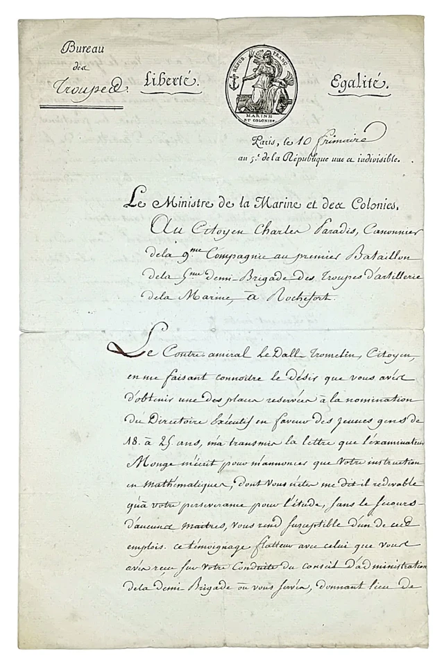 Admiral TRUGUET (Laurent-Jean-François, comte) 1752-1839. Ad - Lot 379