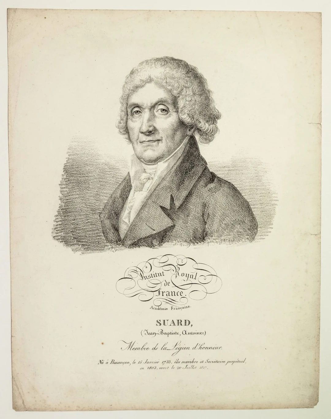 Jean Baptiste Antoine SUARD, of the Royal Institute of Franc - Lot 465