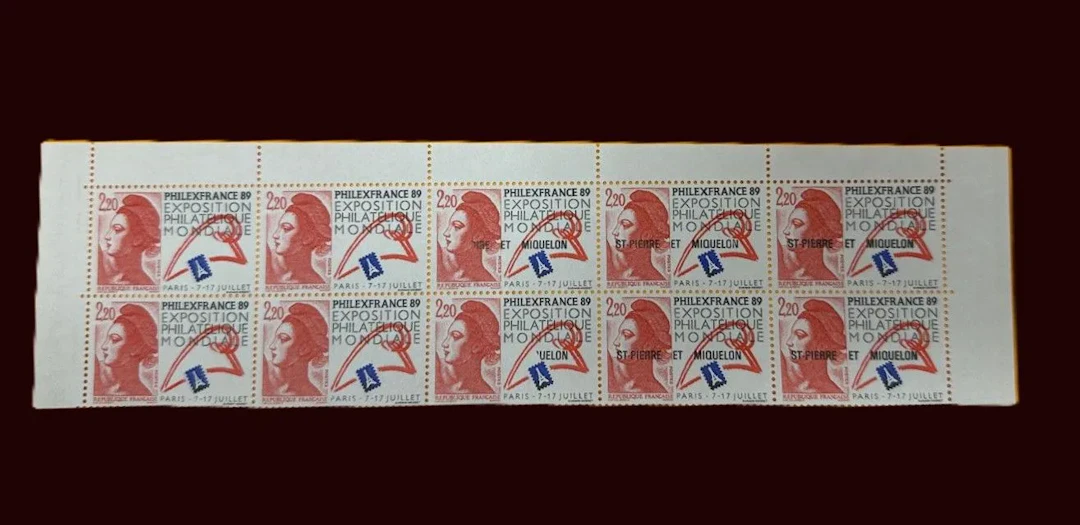 2Fr.20 Red, black, and blue. Block of 10, including 4 copies - Lot 116