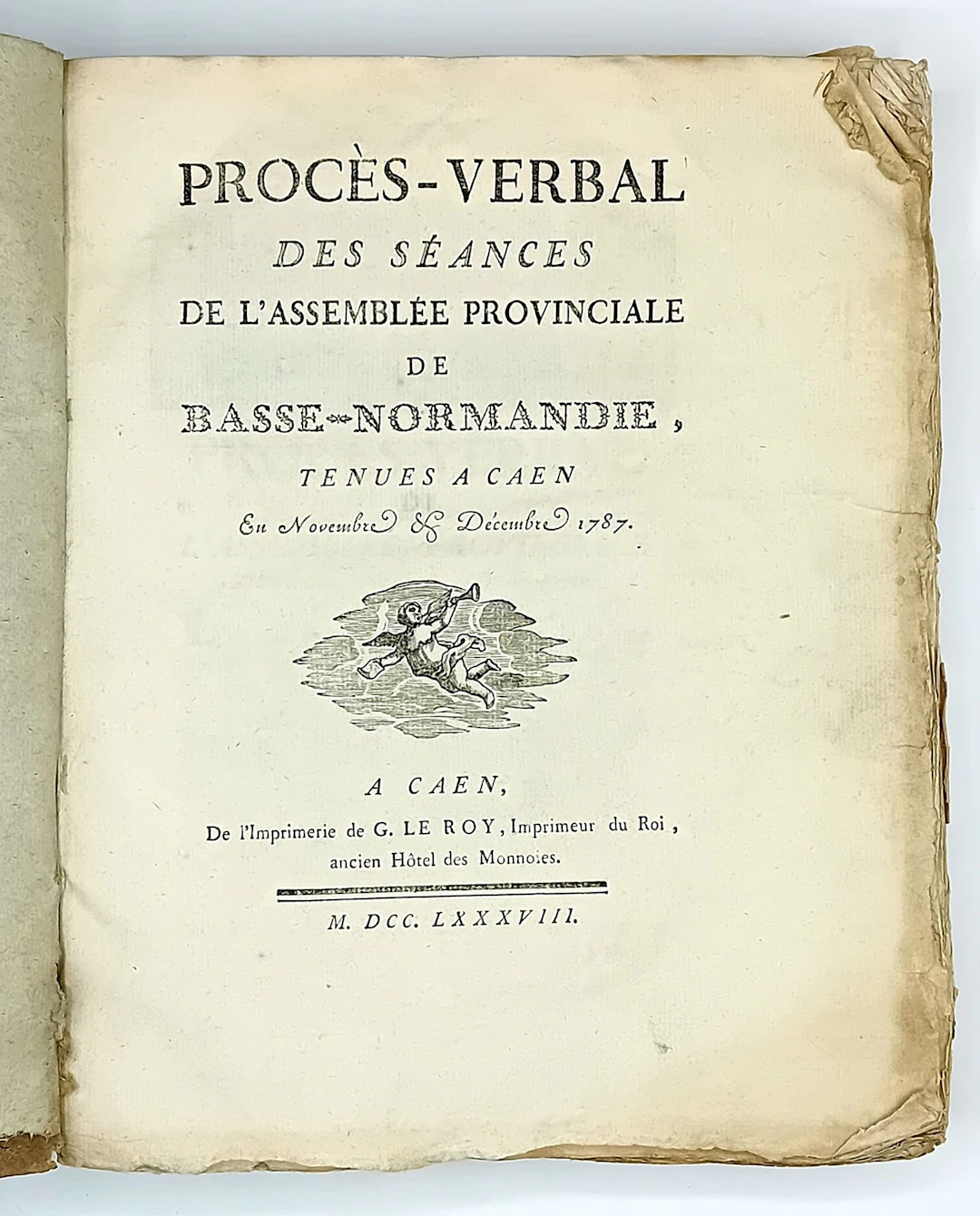 LOWER NORMANDY, 1787. CAEN “Minutes of the Sessions of the P - Lot 128