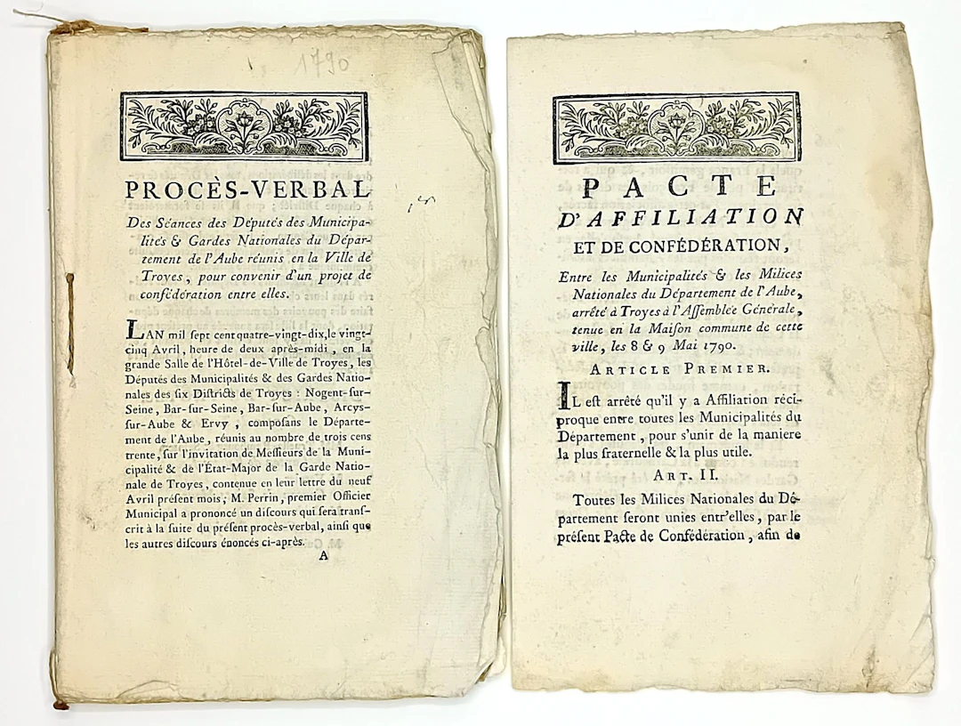 AUBE. 1790. TROYES. 2 IMPRIMÉS de la Révolution: "Procès-Ver - Lot 189