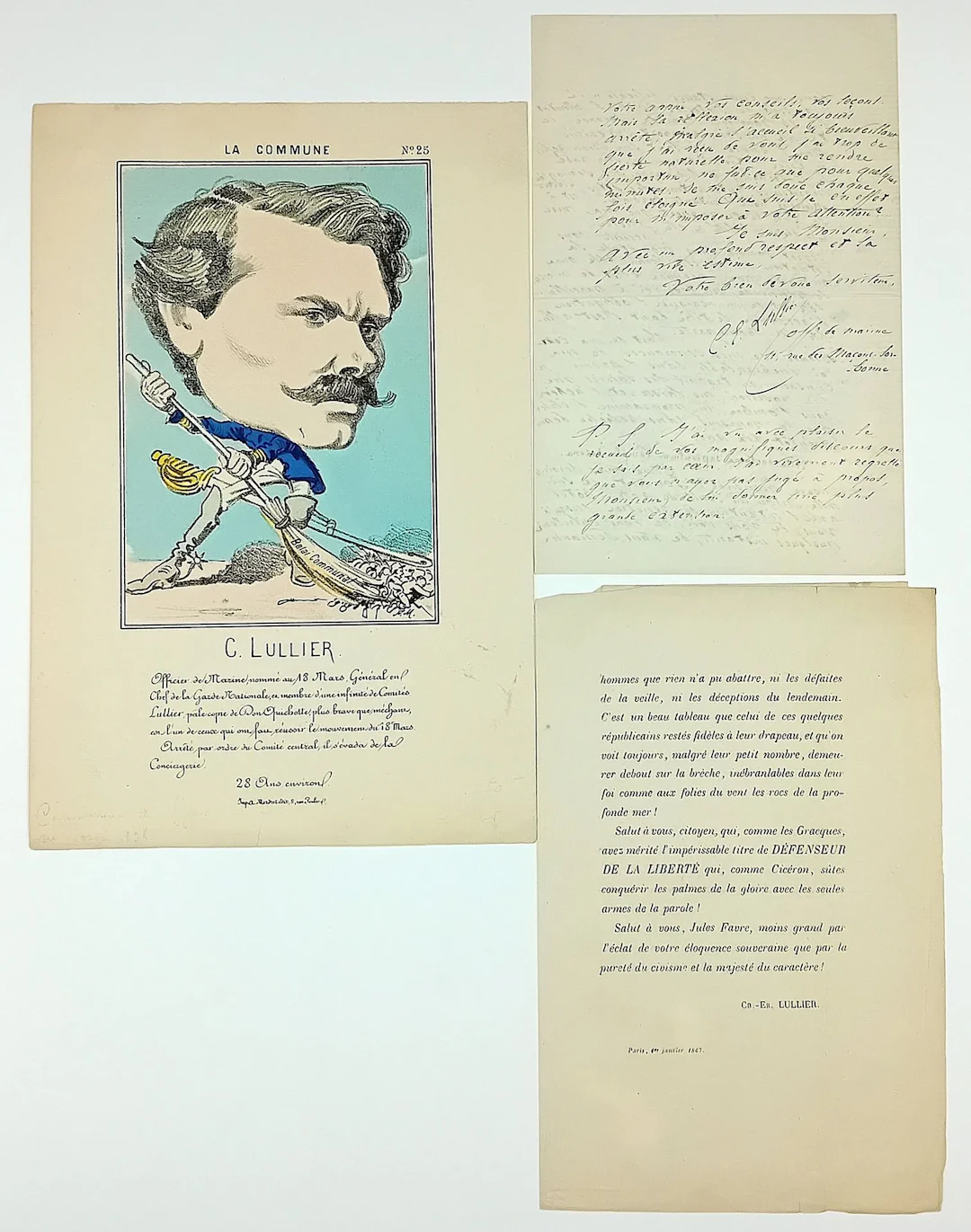 Charles-Ernest LULLIER, Naval officer, writer, took part in - Lot 610