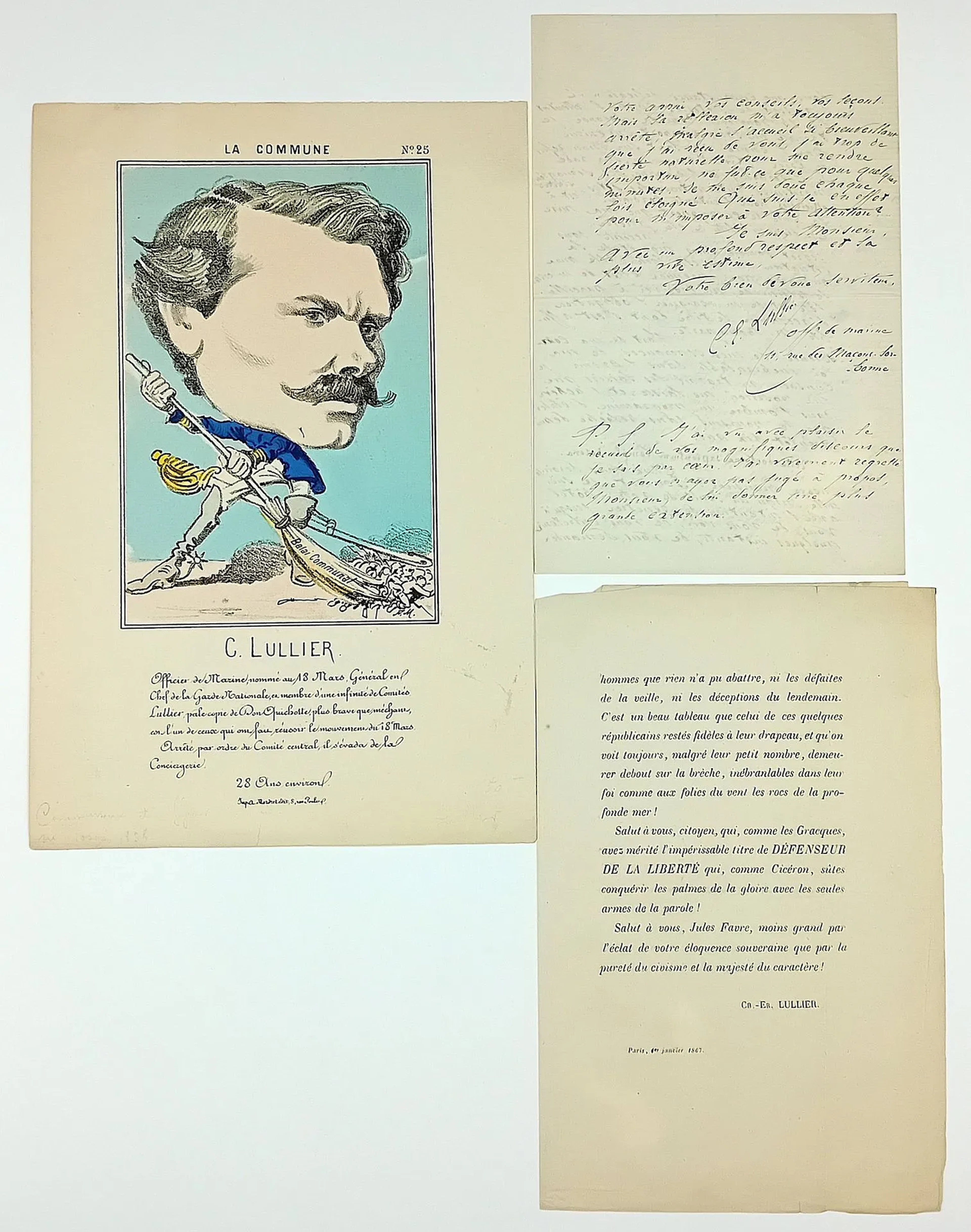 Charles-Ernest LULLIER, Naval officer, writer, took part in - Lot 610