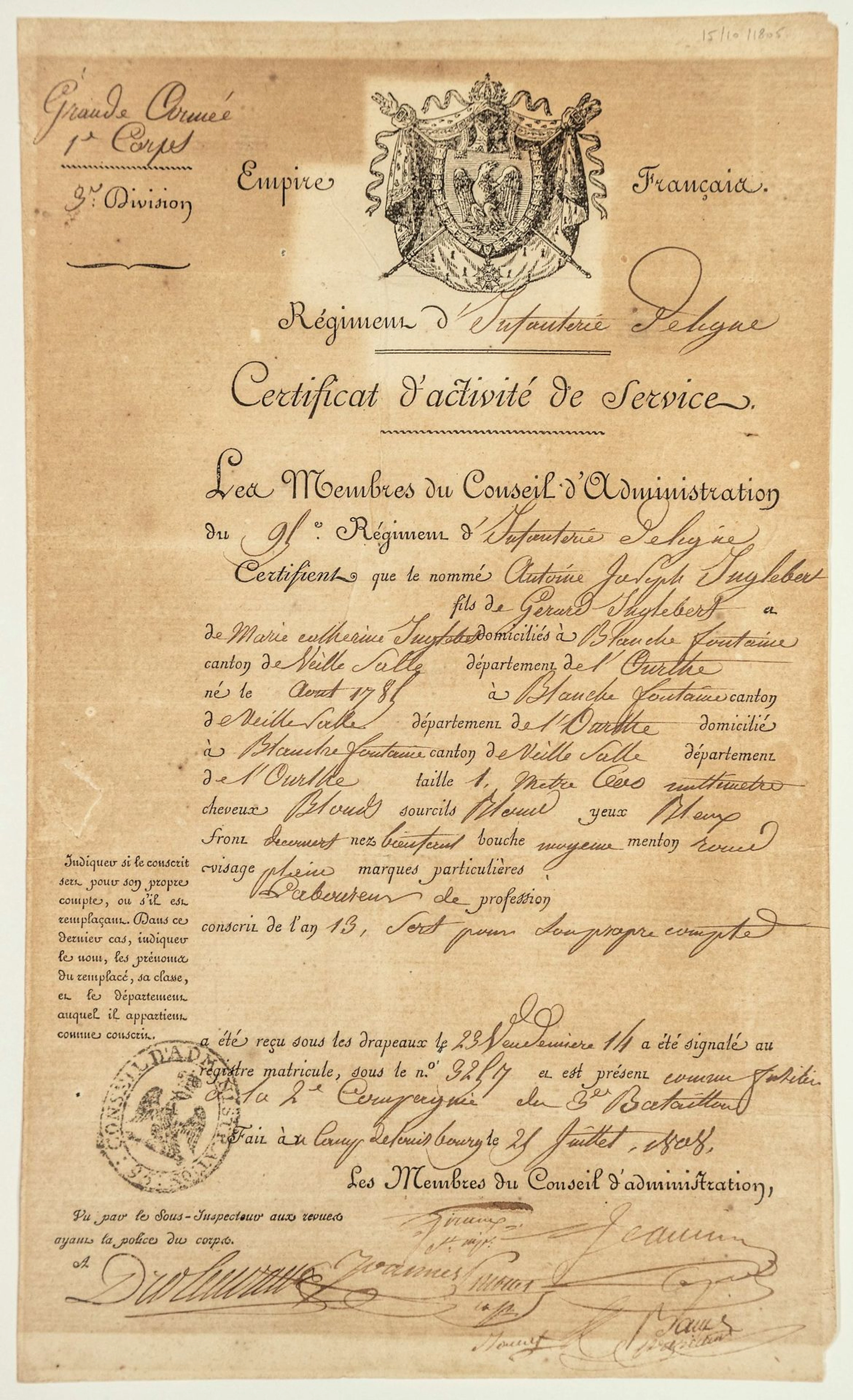 "GRANDE ARMÉE. 1er Corps. 3ème Division." (Header, Vignette - Lot 371