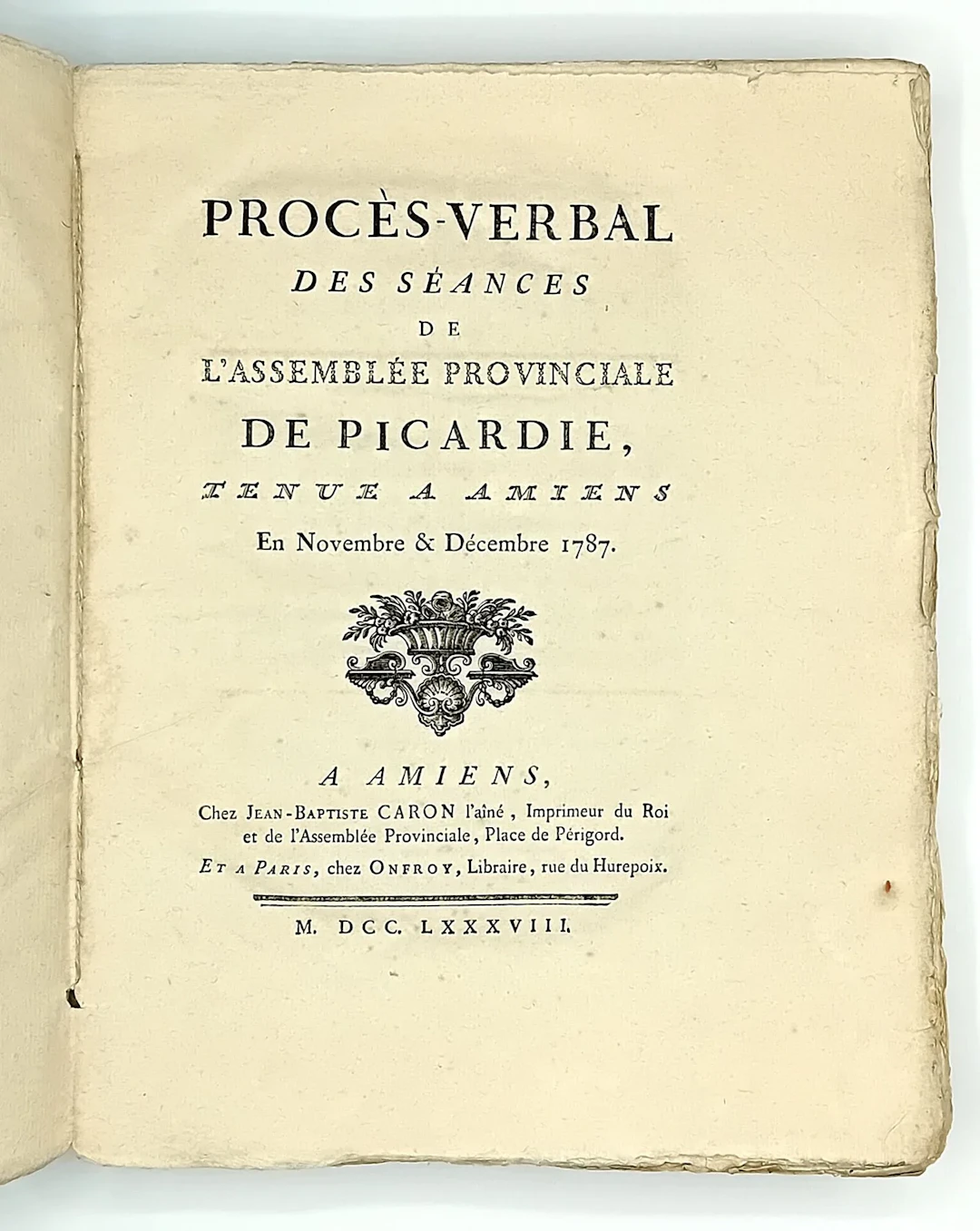 SOMME. AISNE "Procès-Verbal des Séances de l'Assemblée Provi - Lot 125