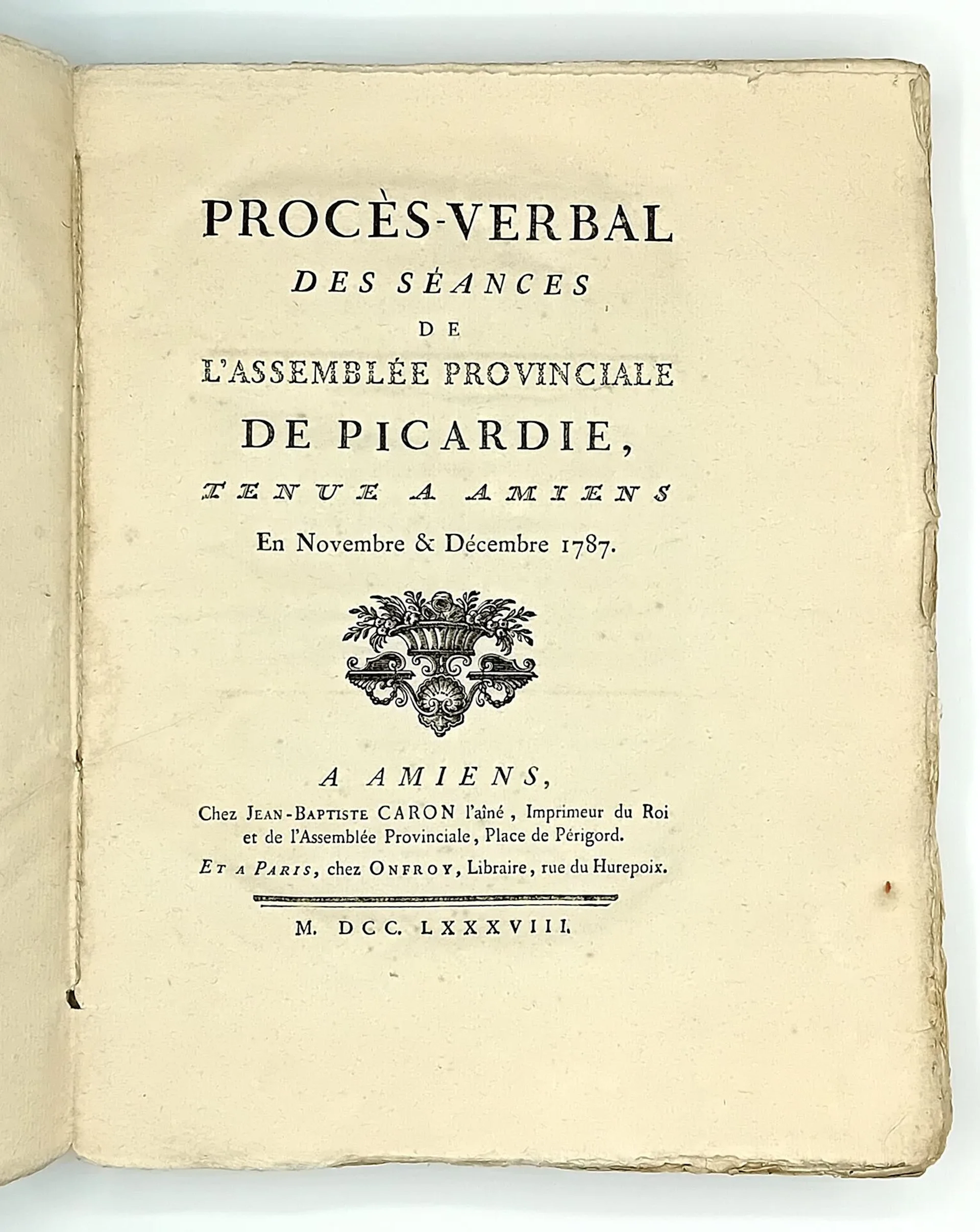 SOMME. AISNE "Procès-Verbal des Séances de l'Assemblée Provi - Lot 125