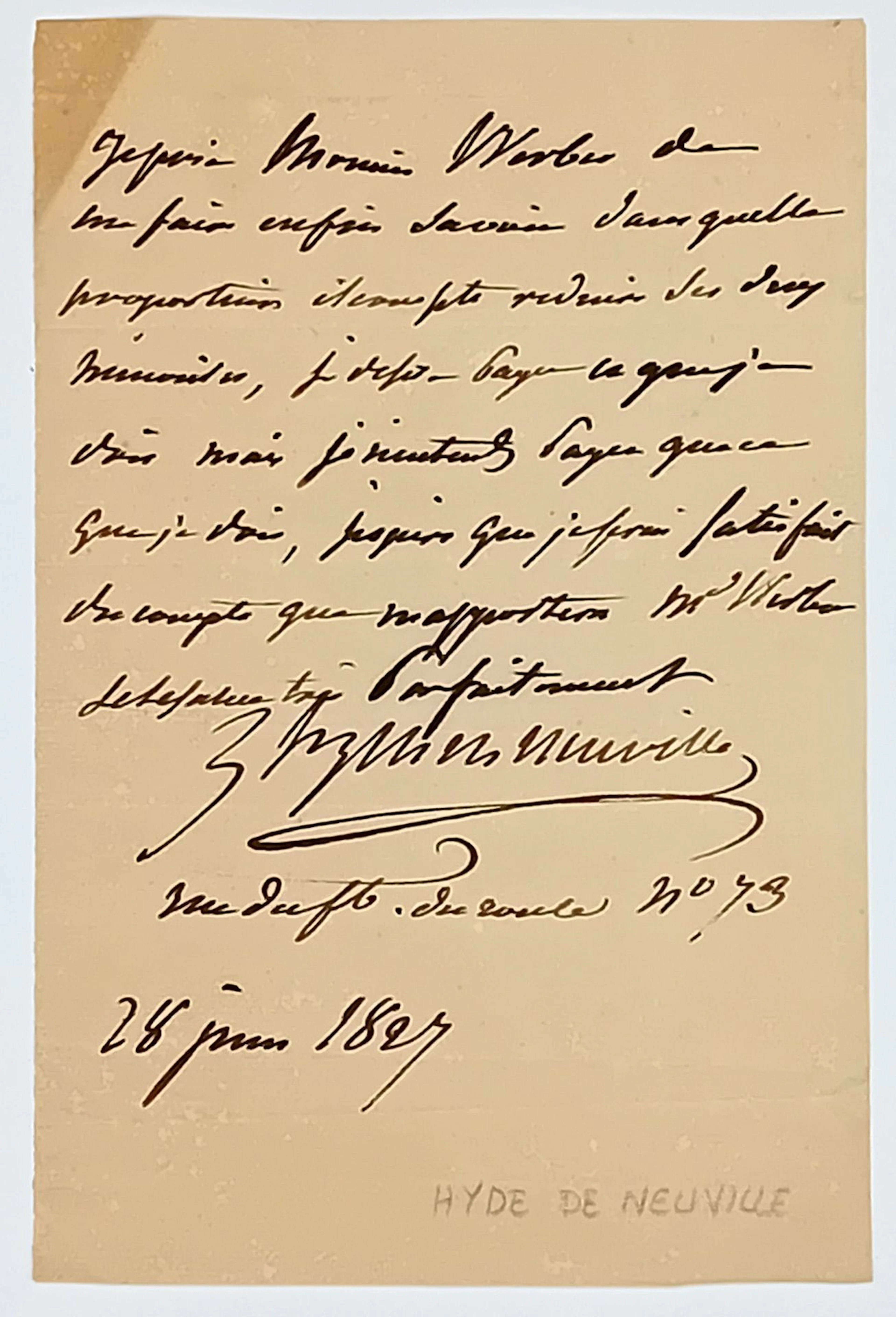 HYDE DE NEUVILLE (Jean Guillaume, baron) Active agent of the - Lot 482
