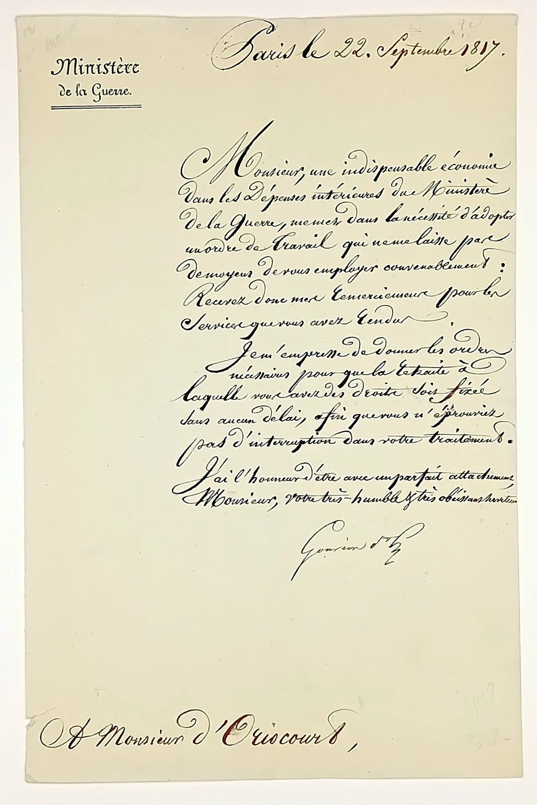 Marshal Laurent GOUVION SAINT-CYR, Marquis de Saint-Cyr (Tou - Lot 424