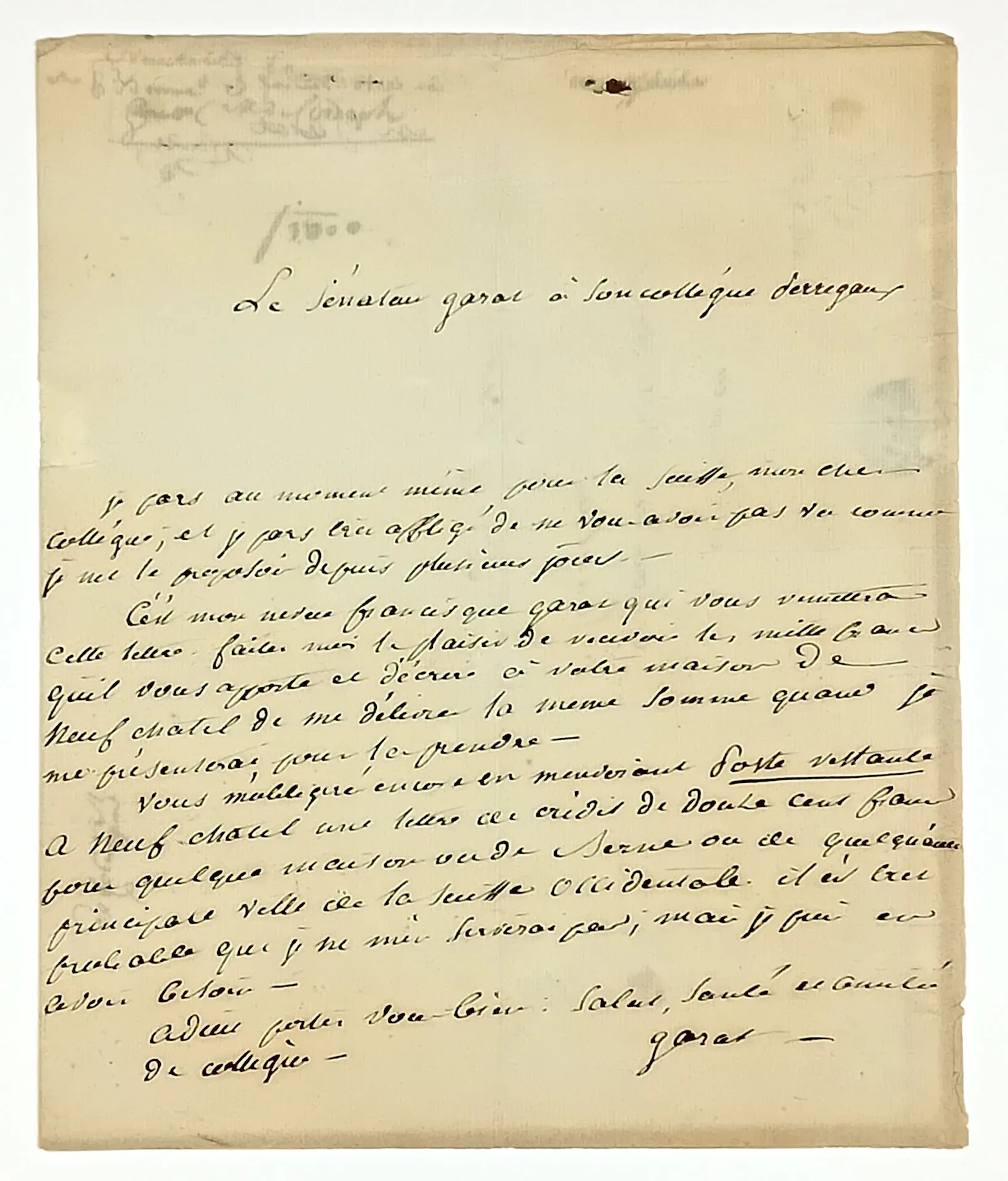 Dominique Joseph GARAT (Bayonne (64) 1749 - 1833). Deputy fo - Lot 355