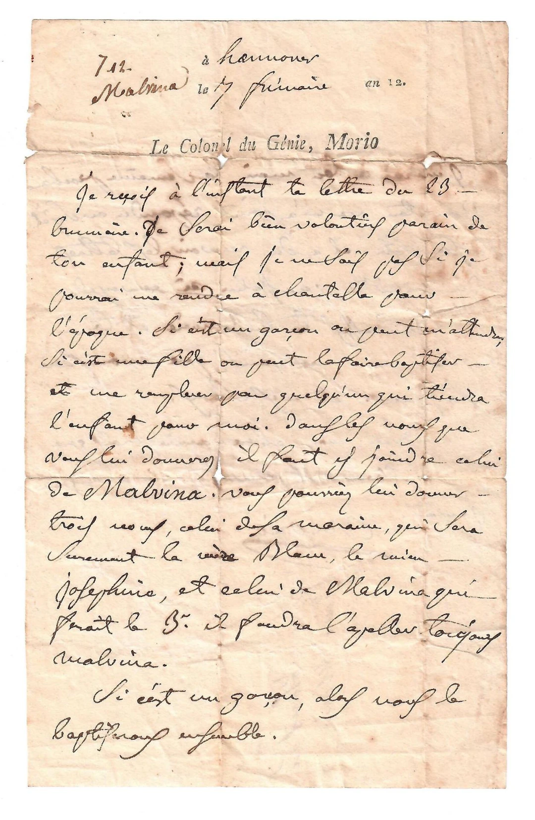 Joseph Antoine MORIO DE L'ISLE, Major General in the service - Lot 341