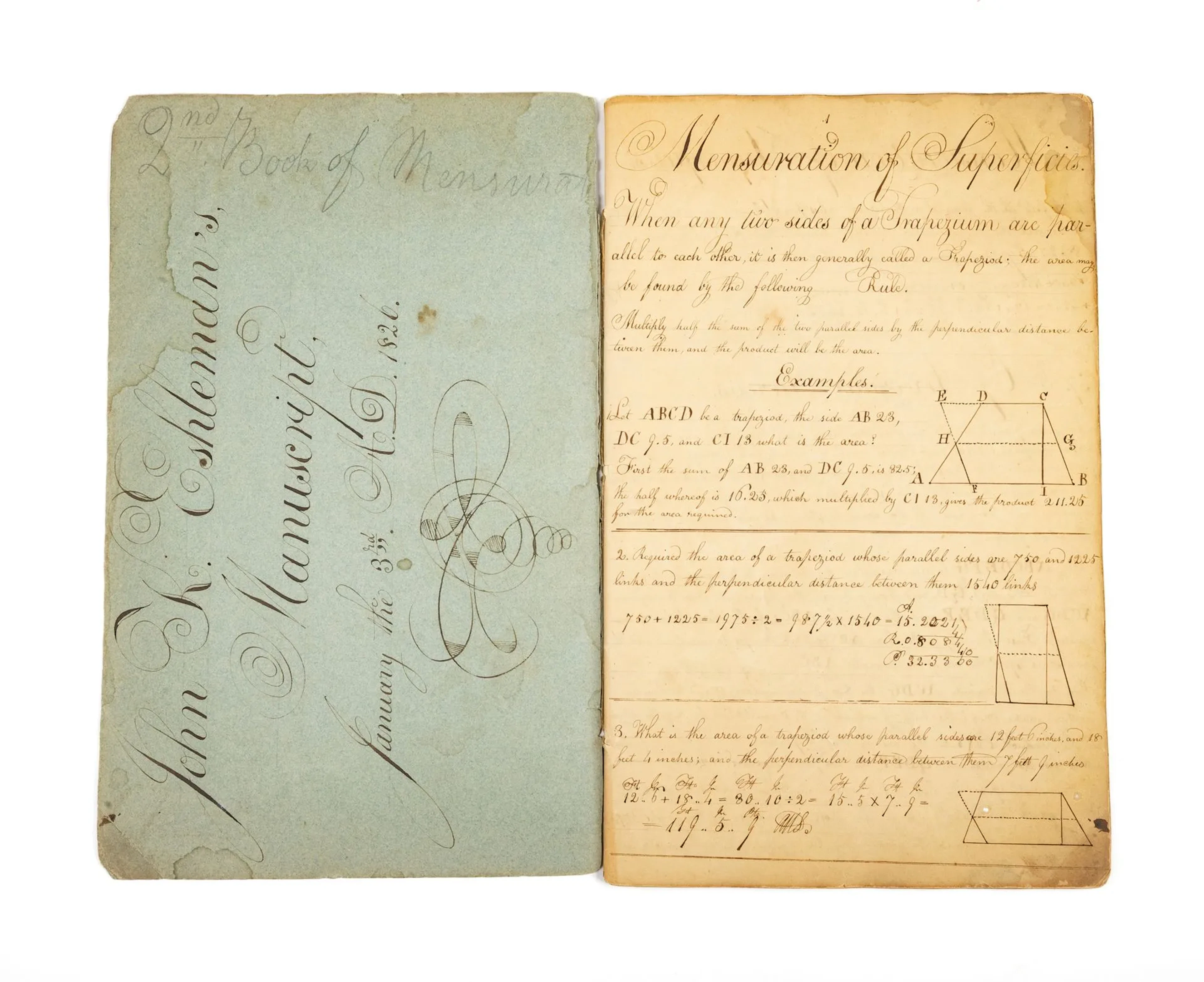 Scientific manuscript entitled Mensuration of Superficies, 1 - Lot 139
