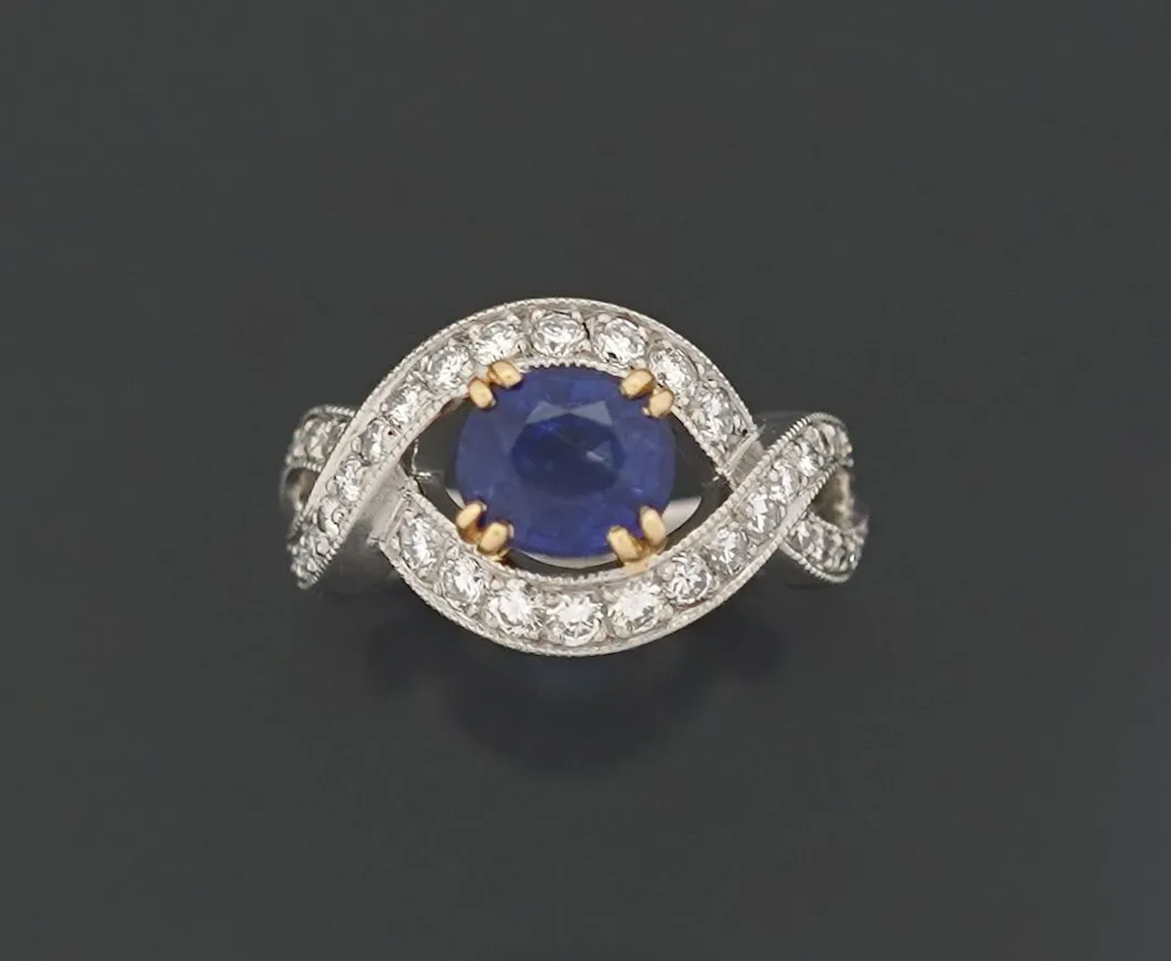 Ring in 850 platinum and 18k yellow gold (750) set with an o - Lot 314