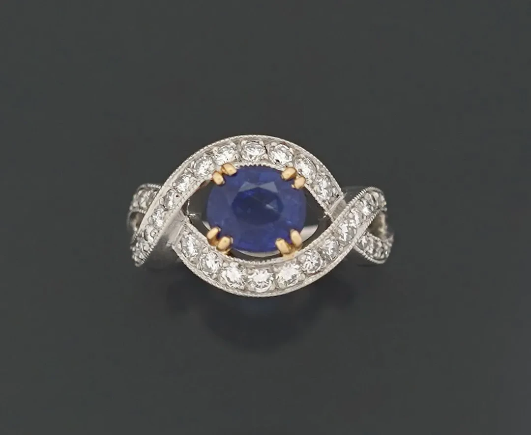 Ring in 850 platinum and 18k yellow gold (750) set with an o - Lot 314