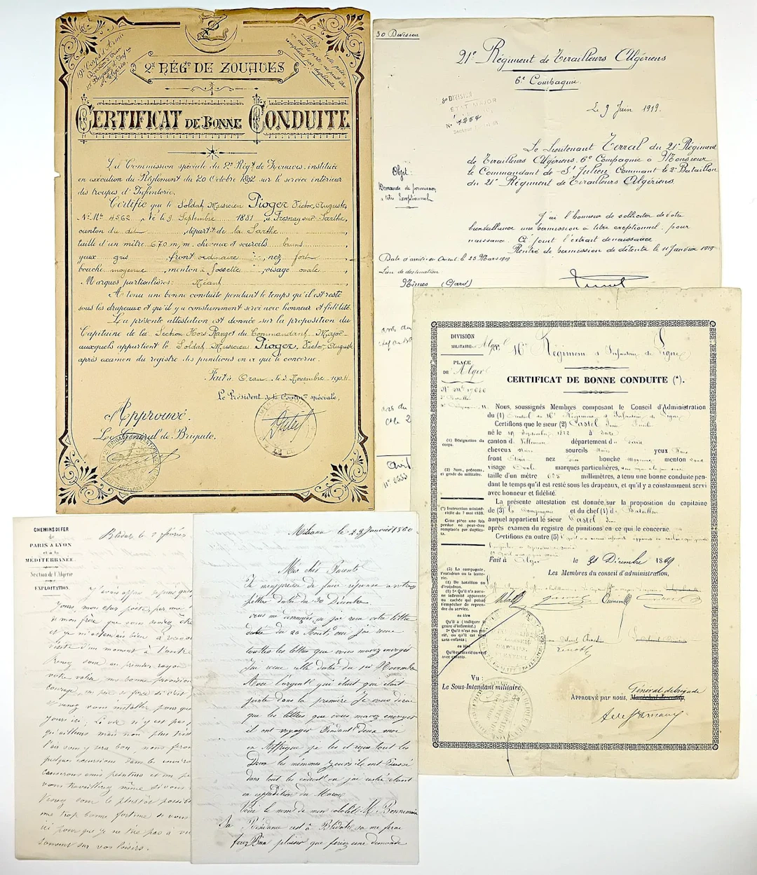 FRENCH ALGERIA. 3 Letters and 2 Documents : Arnaud Jacques S - Lot 546