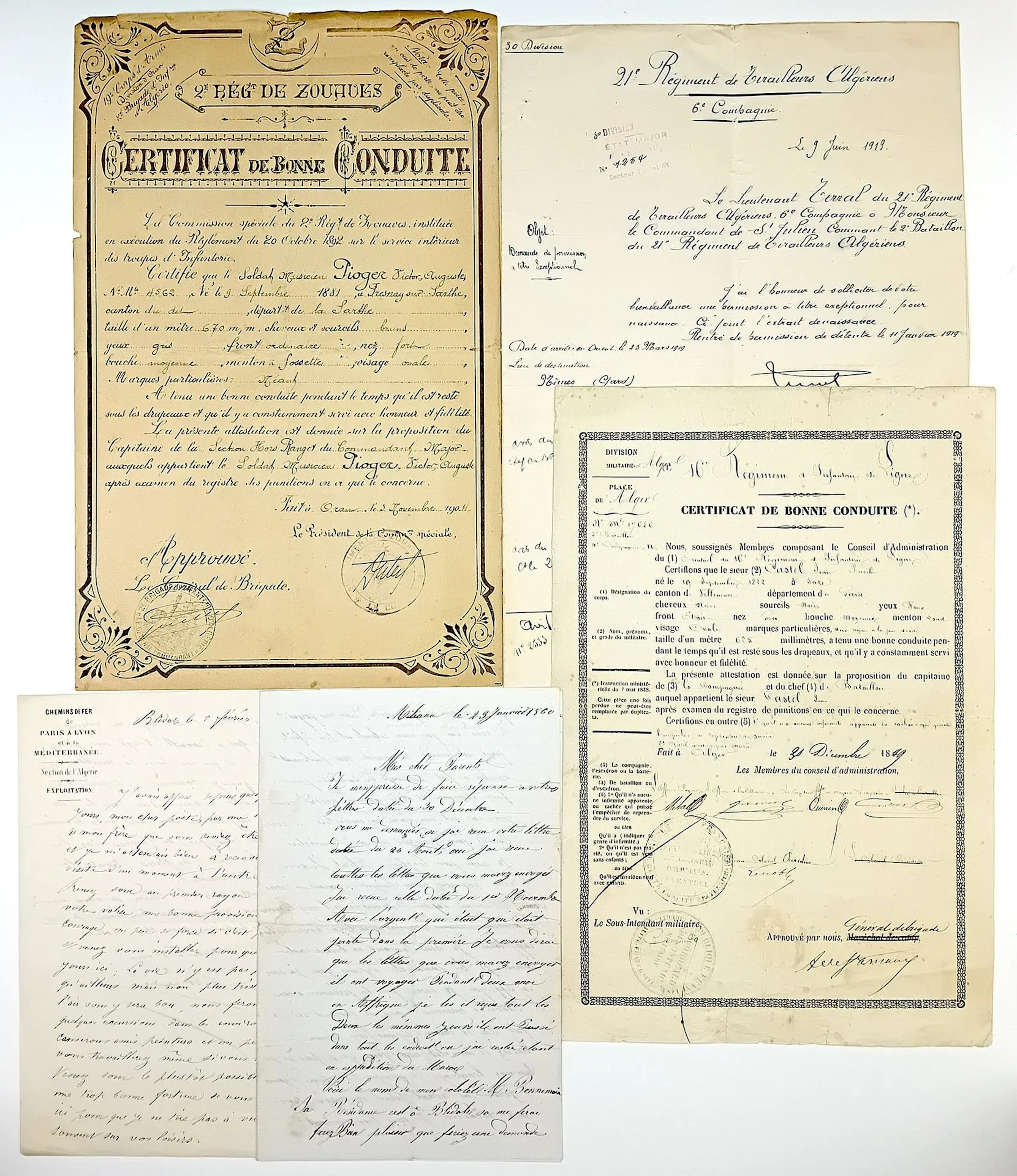 FRENCH ALGERIA. 3 Letters and 2 Documents : Arnaud Jacques S - Lot 546
