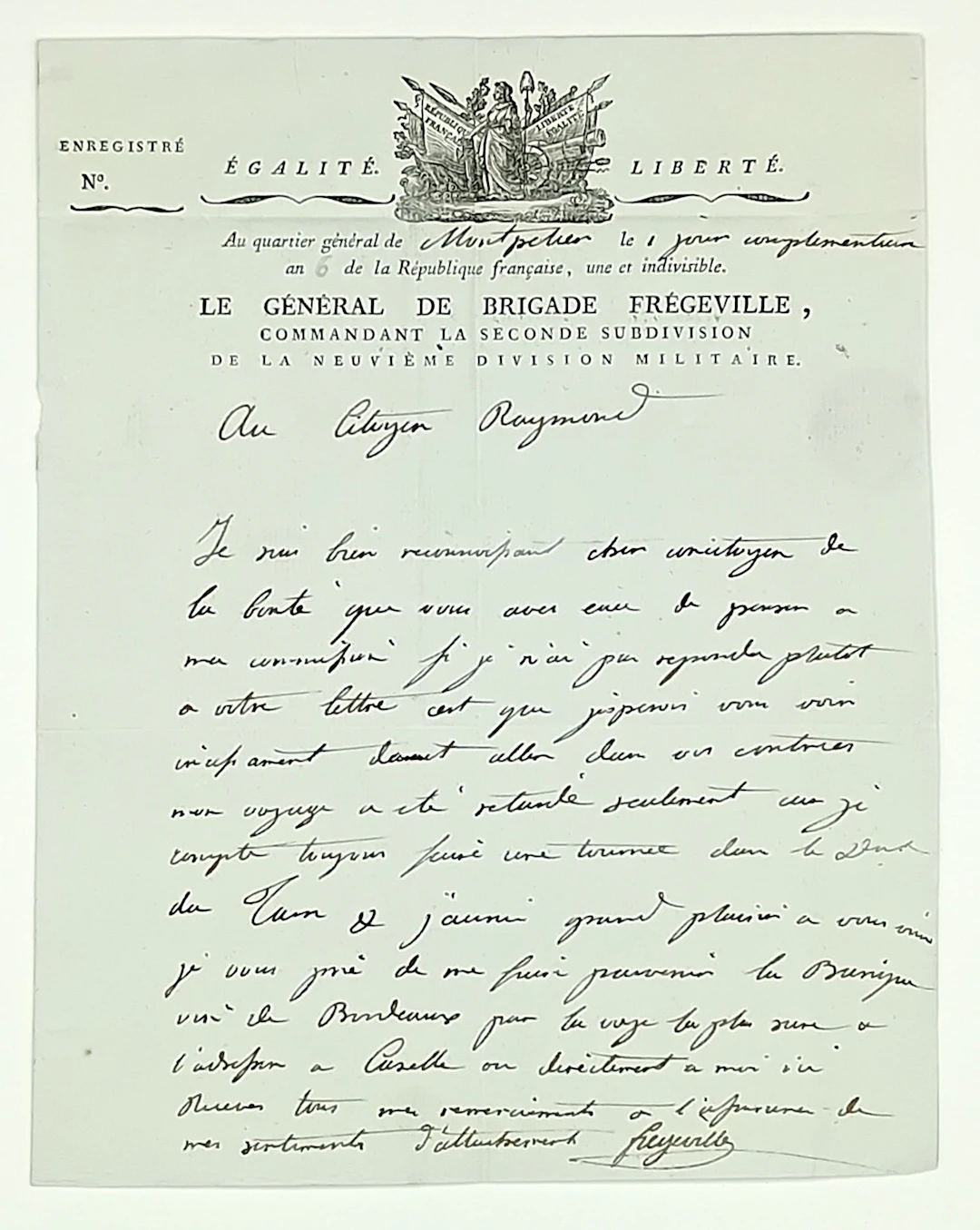 General FRÉGEVILLE (Charles Louis Joseph de Gau de) Grandval - Lot 271