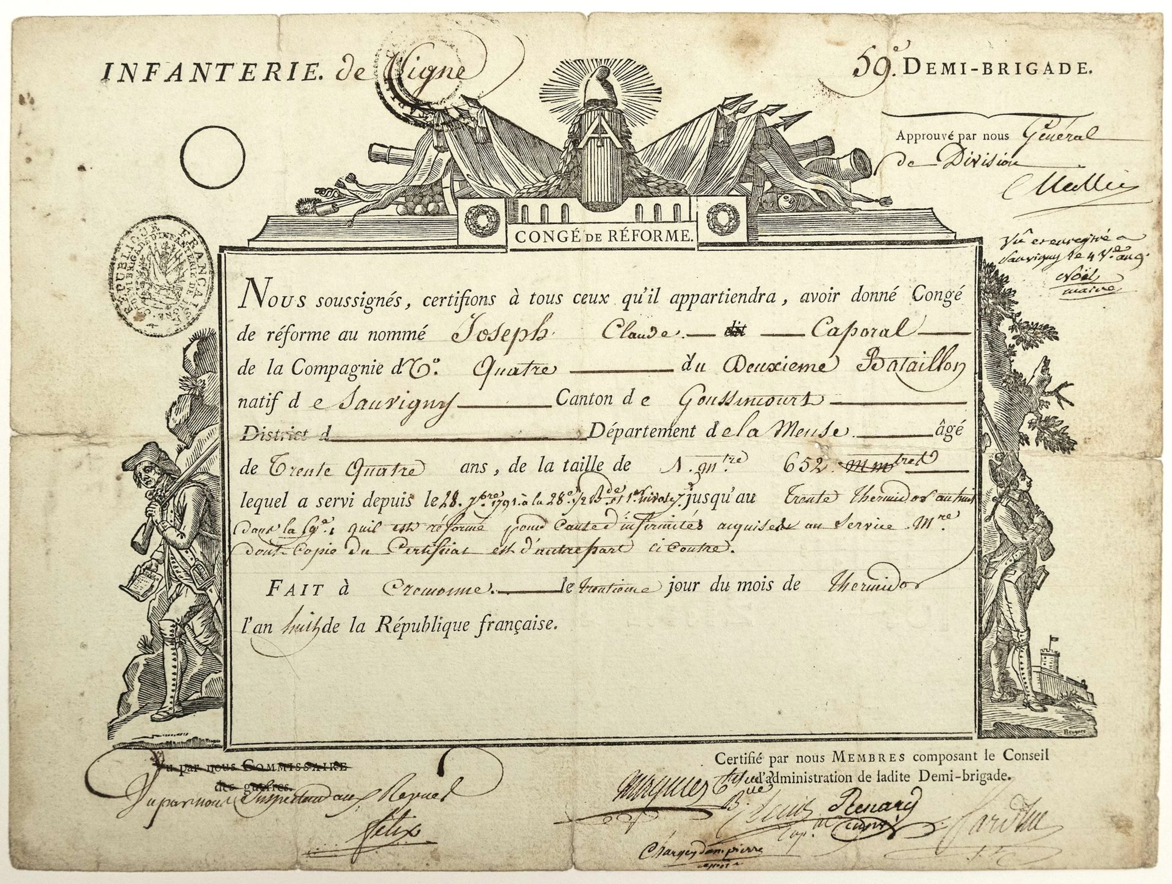 ITALIAN CAMPAIGN. 1800. Military leave of absence signed by - Lot 304