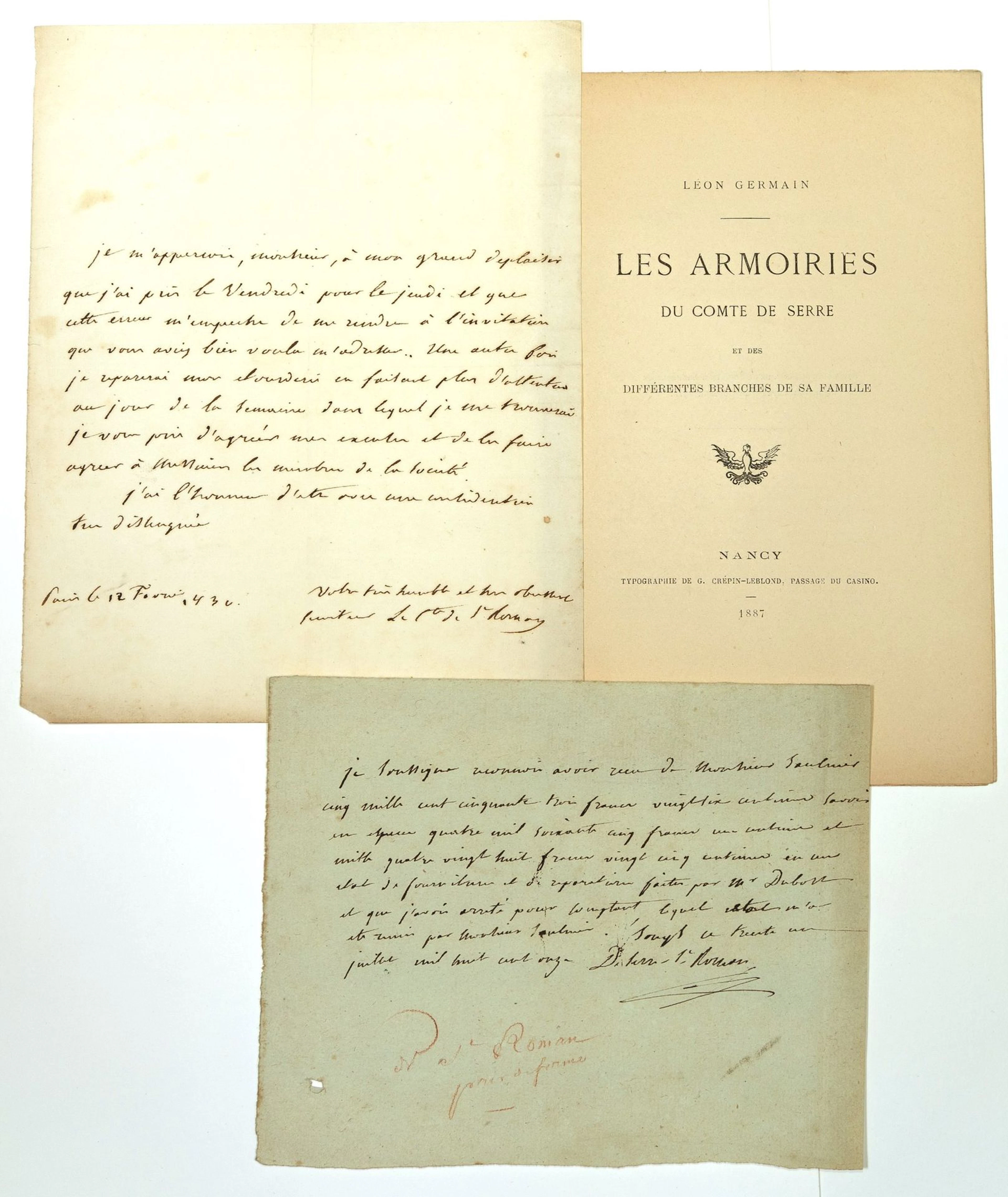 Alexis Jacques de SERRE de SAINT-ROMAIN, Count of SAINT ROMA - Lot 381