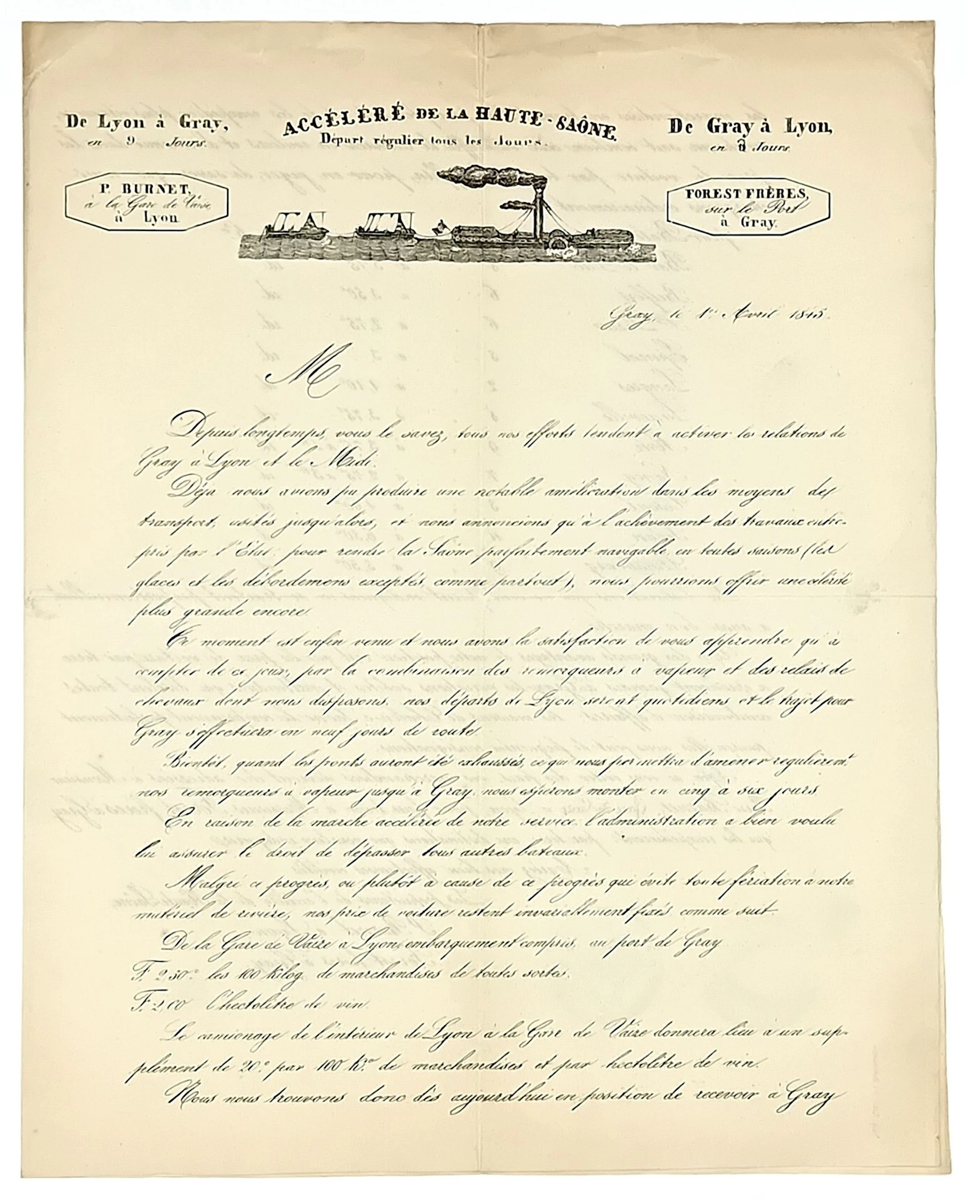 “HAUTE-SAÔNE EXPRESS, Regular departures daily. Circular let - Lot 533