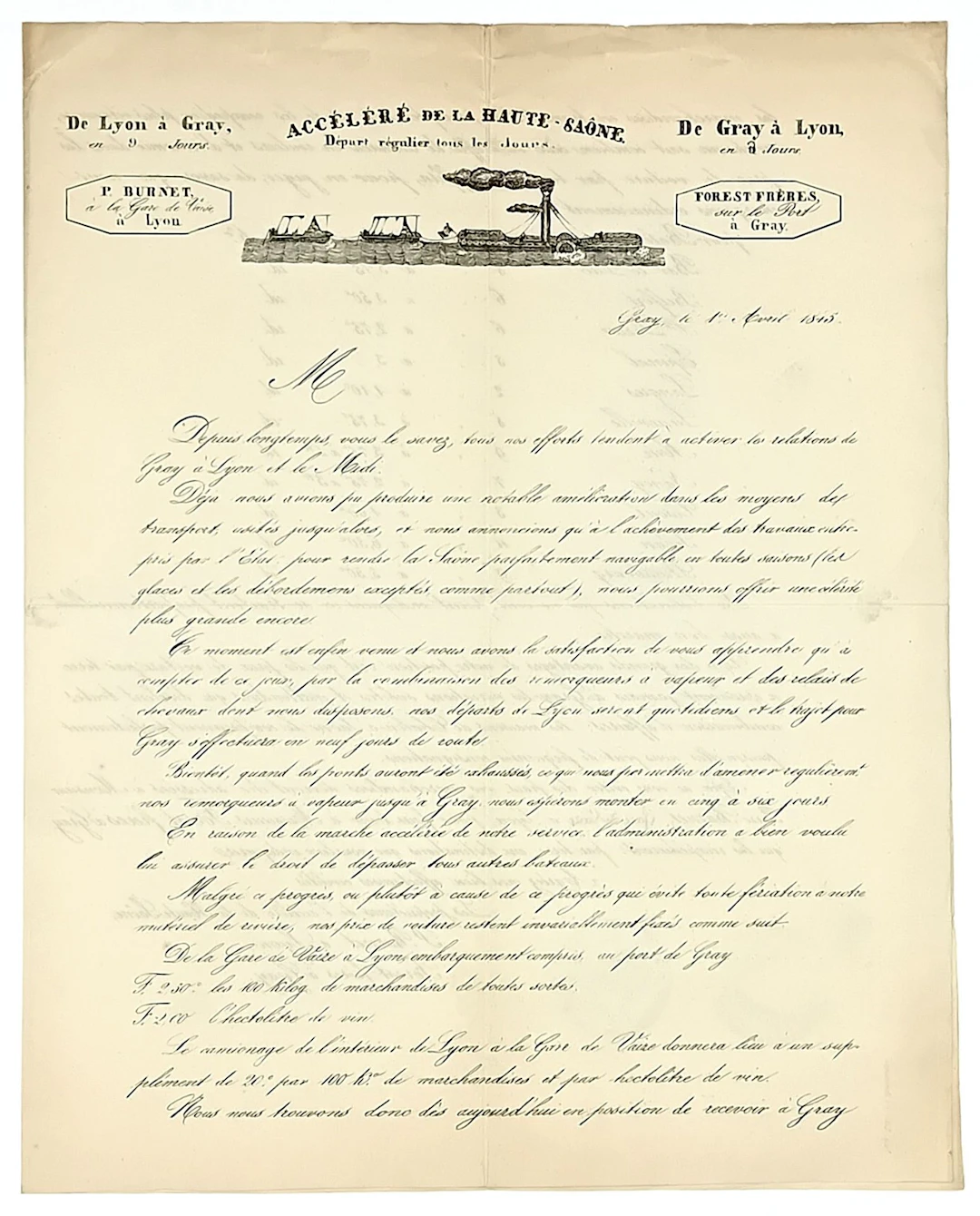 “HAUTE-SAÔNE EXPRESS, Regular departures daily. Circular let - Lot 533